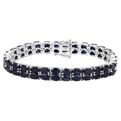 Dark Blue Sapphire Bracelet 28.80 Carats Sterling Silver