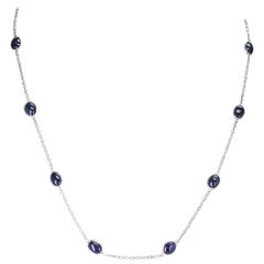 Dark Blue Sapphire Cabochon Necklace