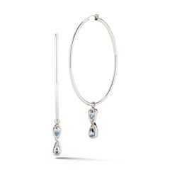 Dark Blue Topaz Infinity Stone Dangle Hoops