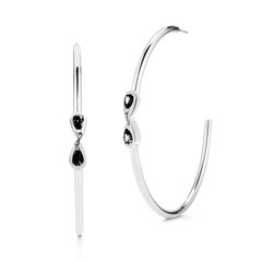 Dark Blue Topaz Large Infinity with Stone Open Hoops