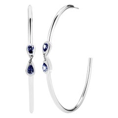 Dark Blue Topaz Large Infinity with Stone Open Hoops