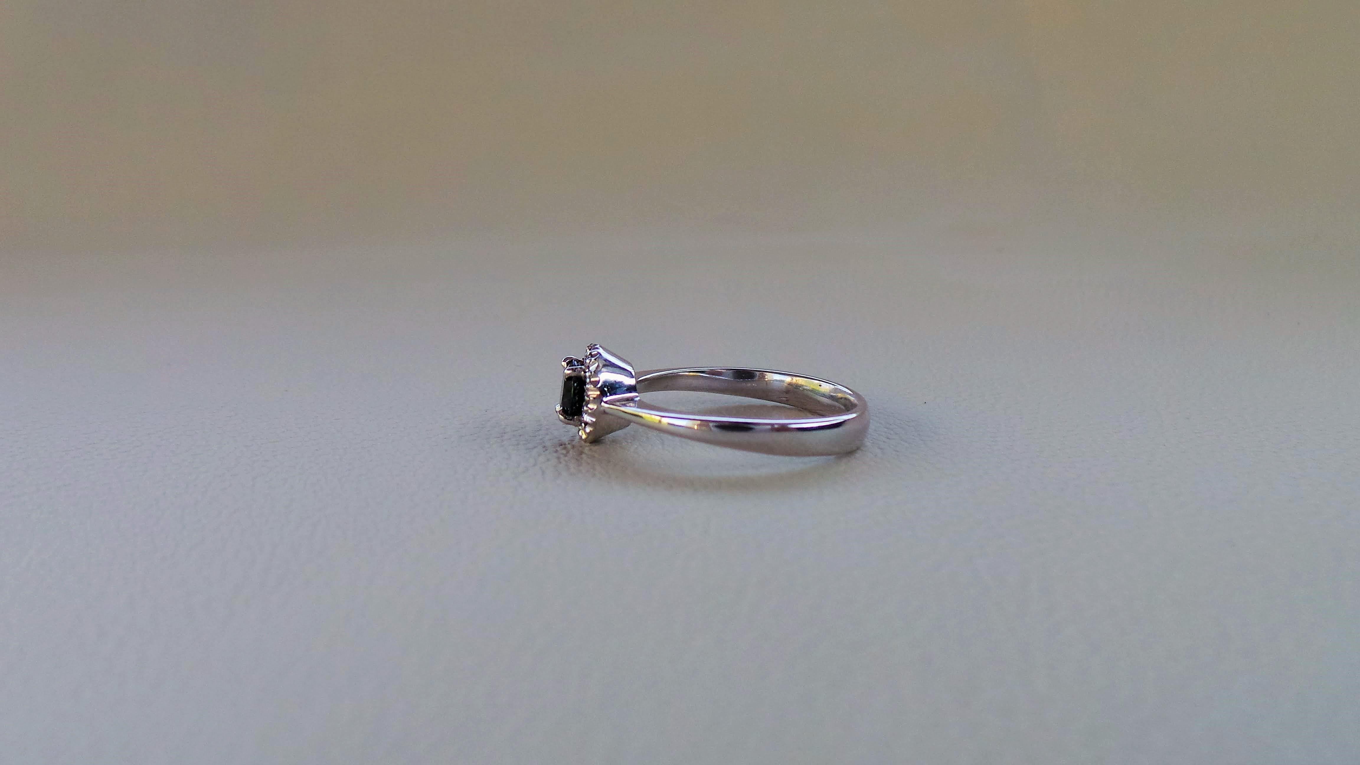 dark blue engagement ring