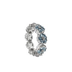 Dunkelblauer Topasblüten-Edelstein Trinity-Ring