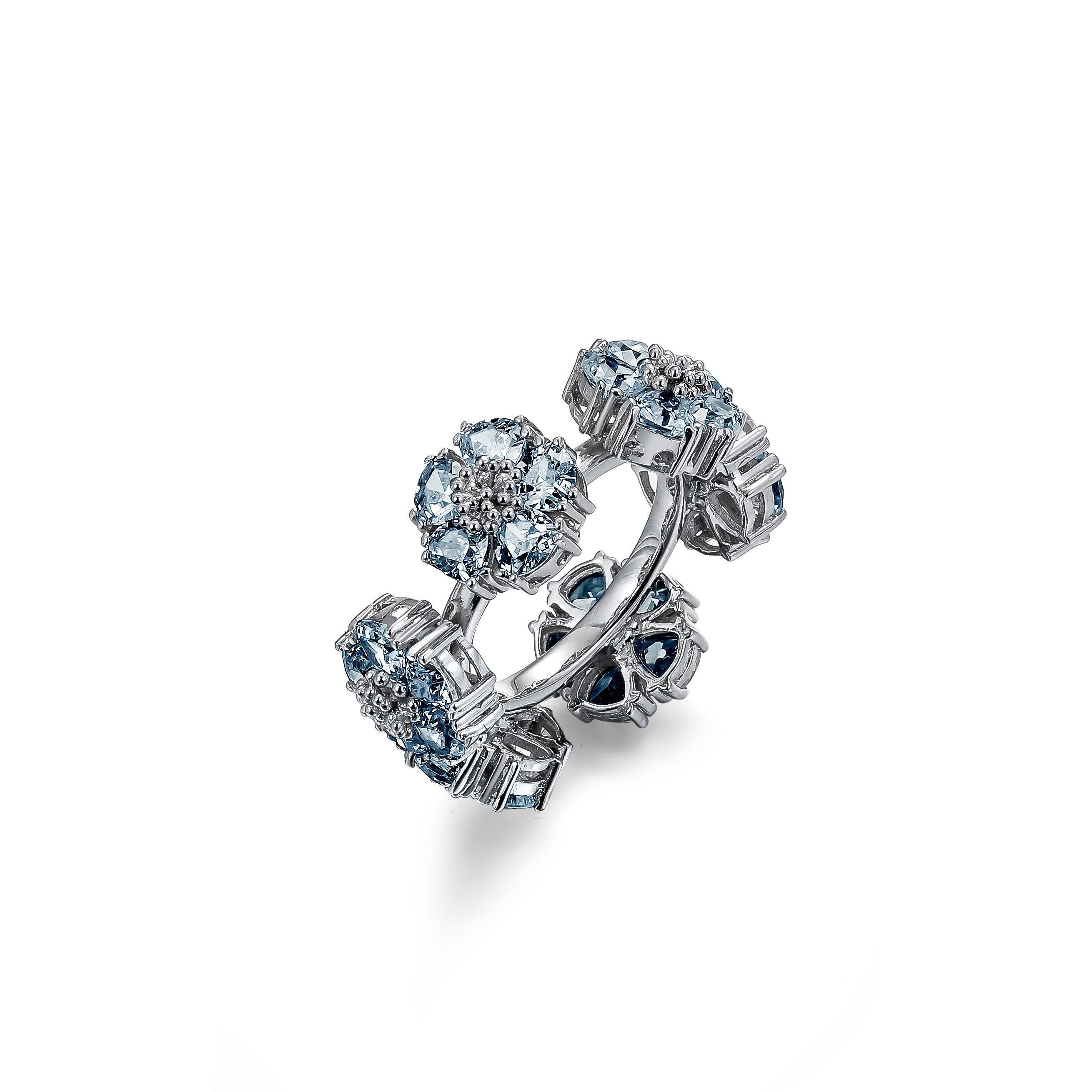 For Sale:  Dark Blue Topaz Blossom Gemstone Wraparound Ring 2