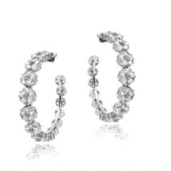 Dark Blue Topaz Blossom Gentile Large Gemstone Hoops