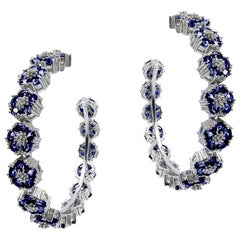 Dark Blue Topaz Blossom Gentile Large Gemstone Hoops