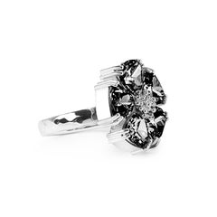 Dark Blue Topaz Blossom Large Stone Ring