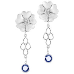 Dark Blue Topaz Blossom Stone Chandelier Earrings
