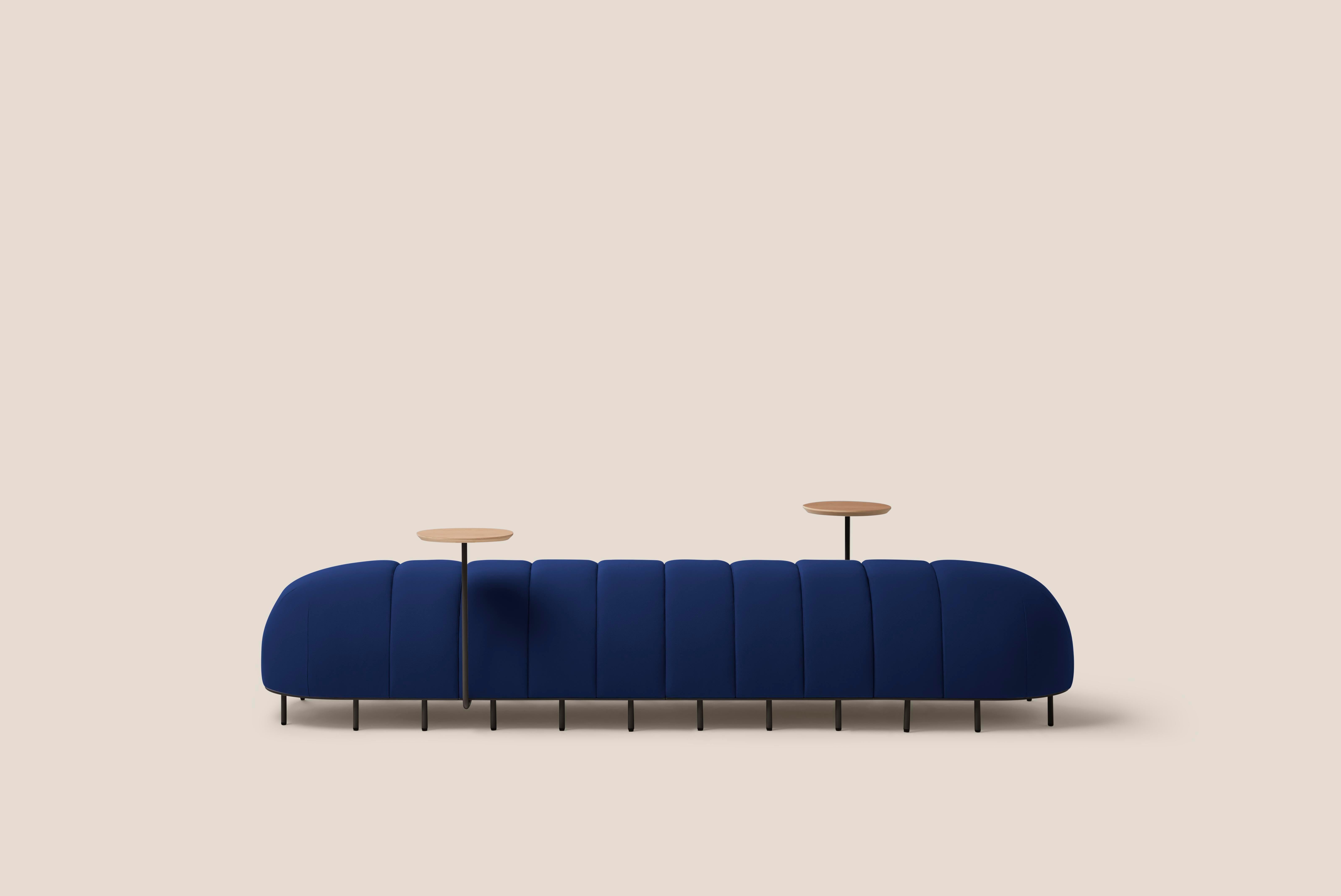 Dark Blue Worm Bench VI by Pepe Albargues
Dimensions: D 65 x W 230 x H 50 cm
Materials: Plywood, foam CMHR, iron
Available in different colors. Custom modules convinations available

2 x straight module
2 x end module
2 x side table

Worm is an