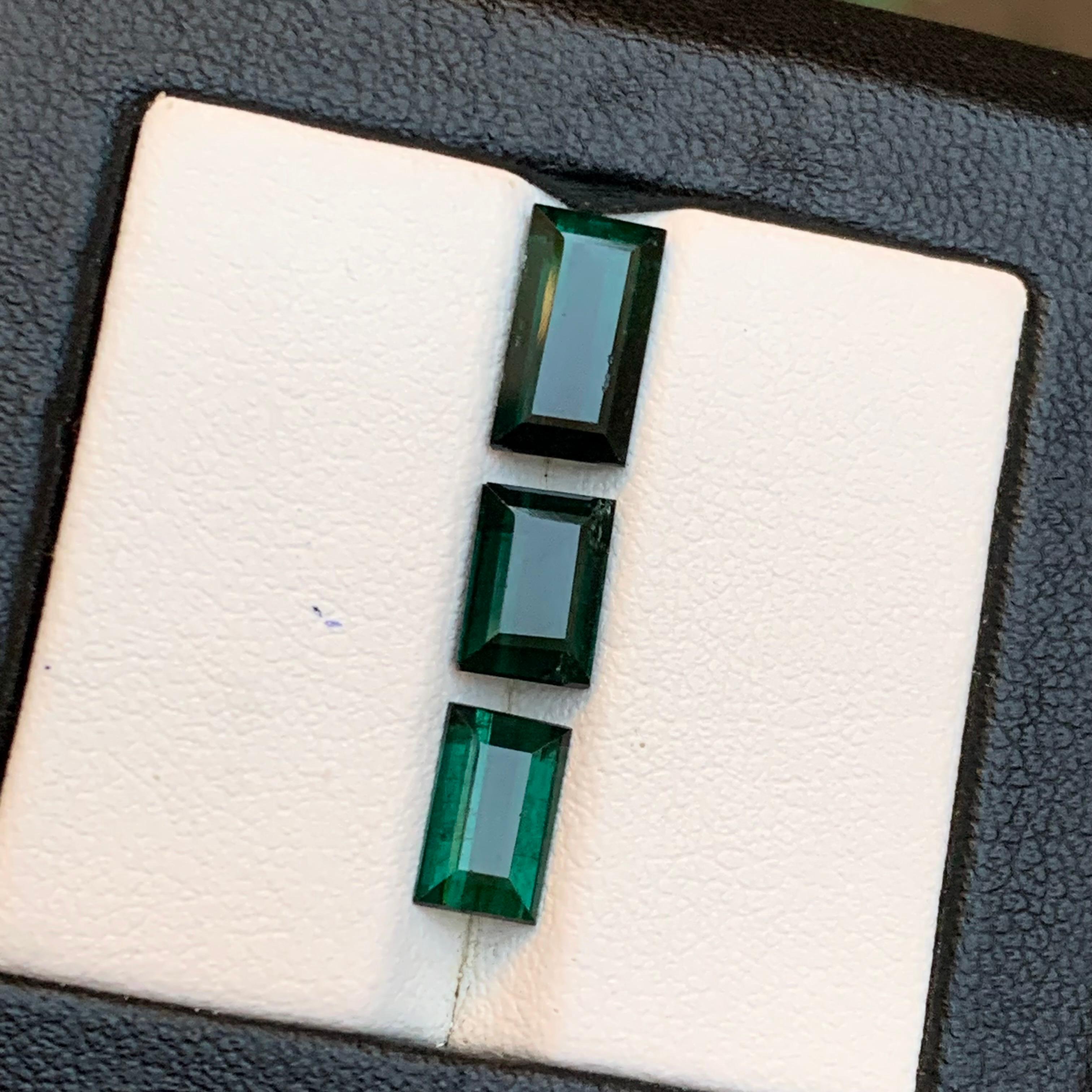 Dark Bluish Green Tourmaline 5.50 Ct Baguette Cut Natural Loose Gemstones Parcel For Sale 5