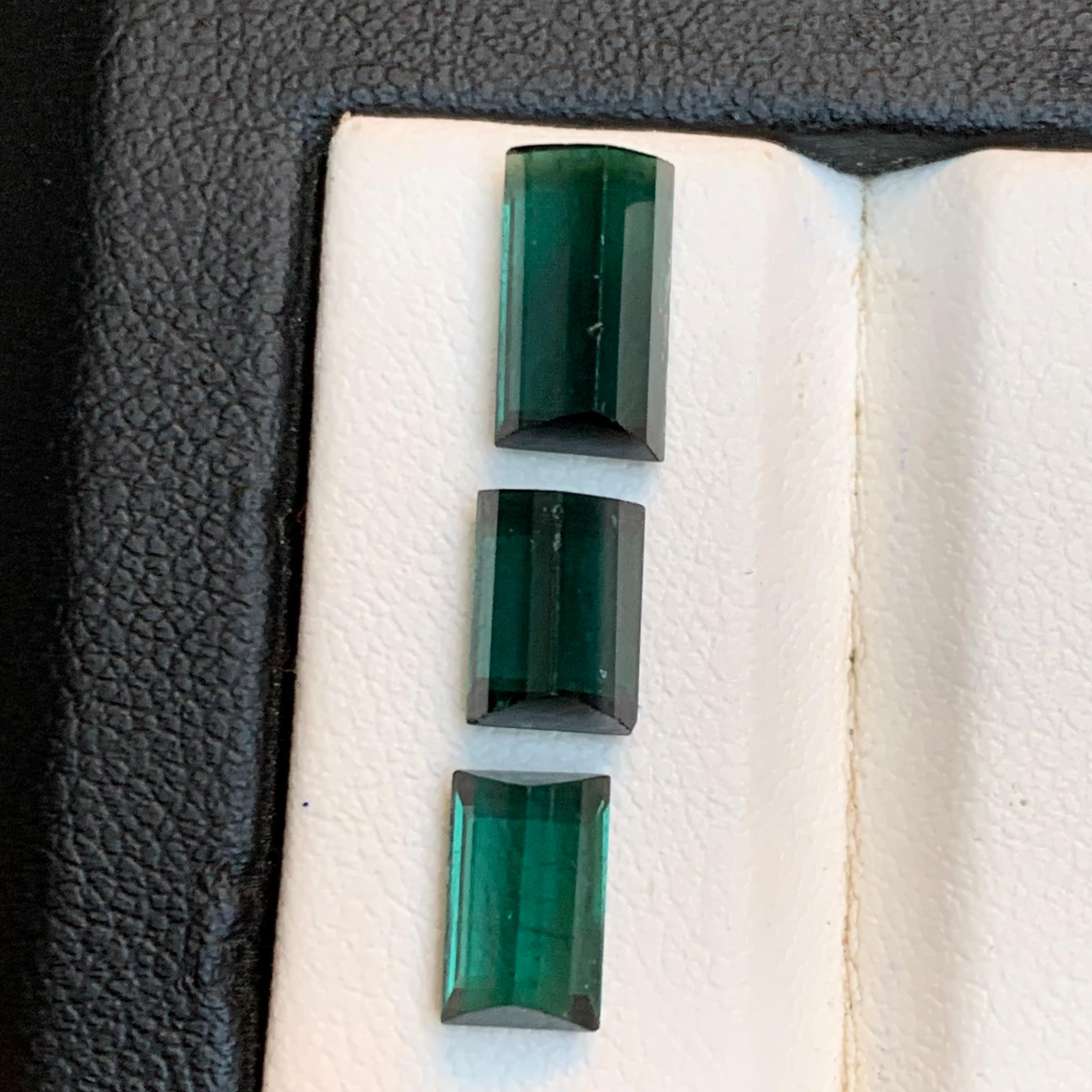 Emerald Cut Dark Bluish Green Tourmaline 5.50 Ct Baguette Cut Natural Loose Gemstones Parcel For Sale