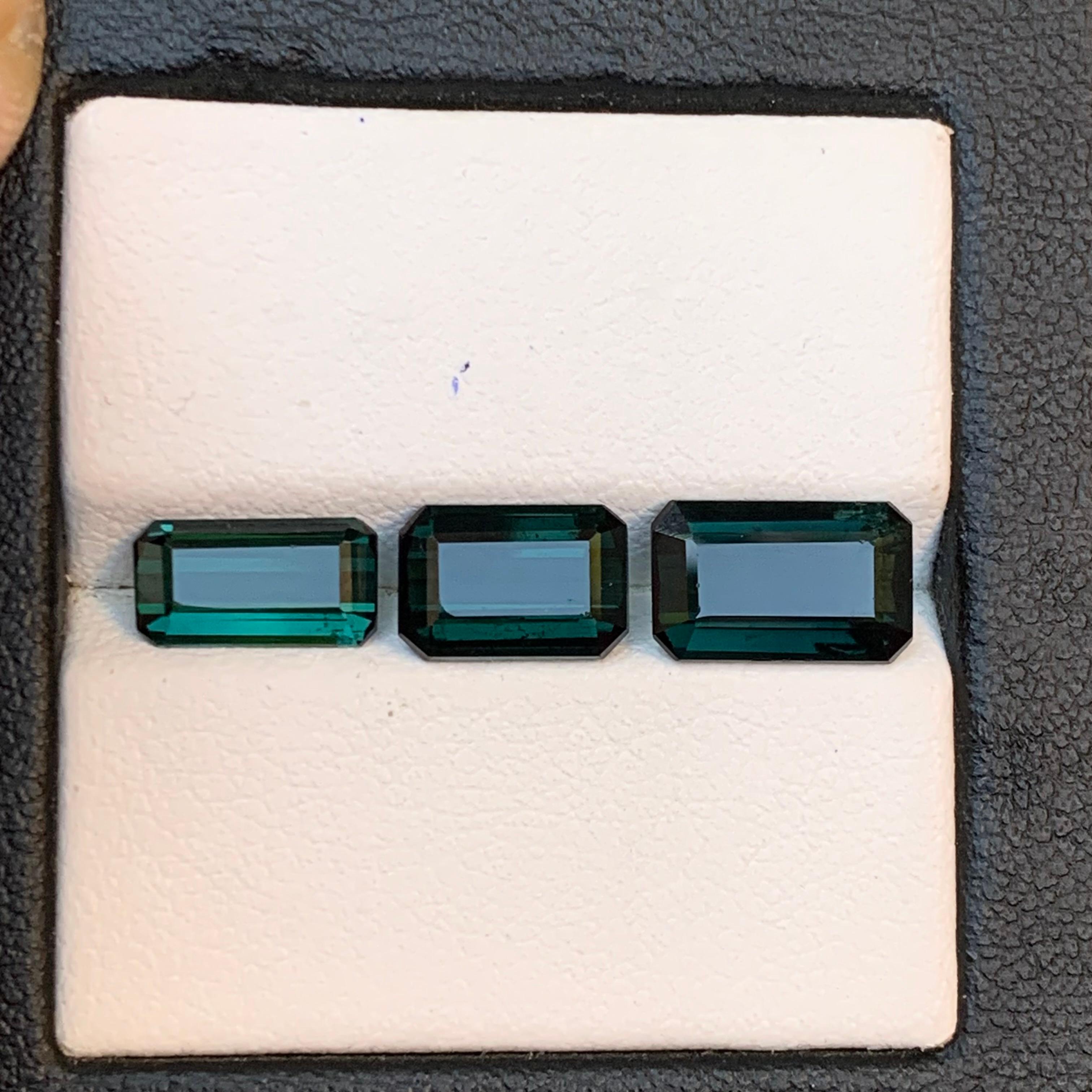 Dunkelblaugrüner Turmalin 5.91 Ct Smaragdschliff Natürlicher loser Edelstein-Schmuck im Angebot 1