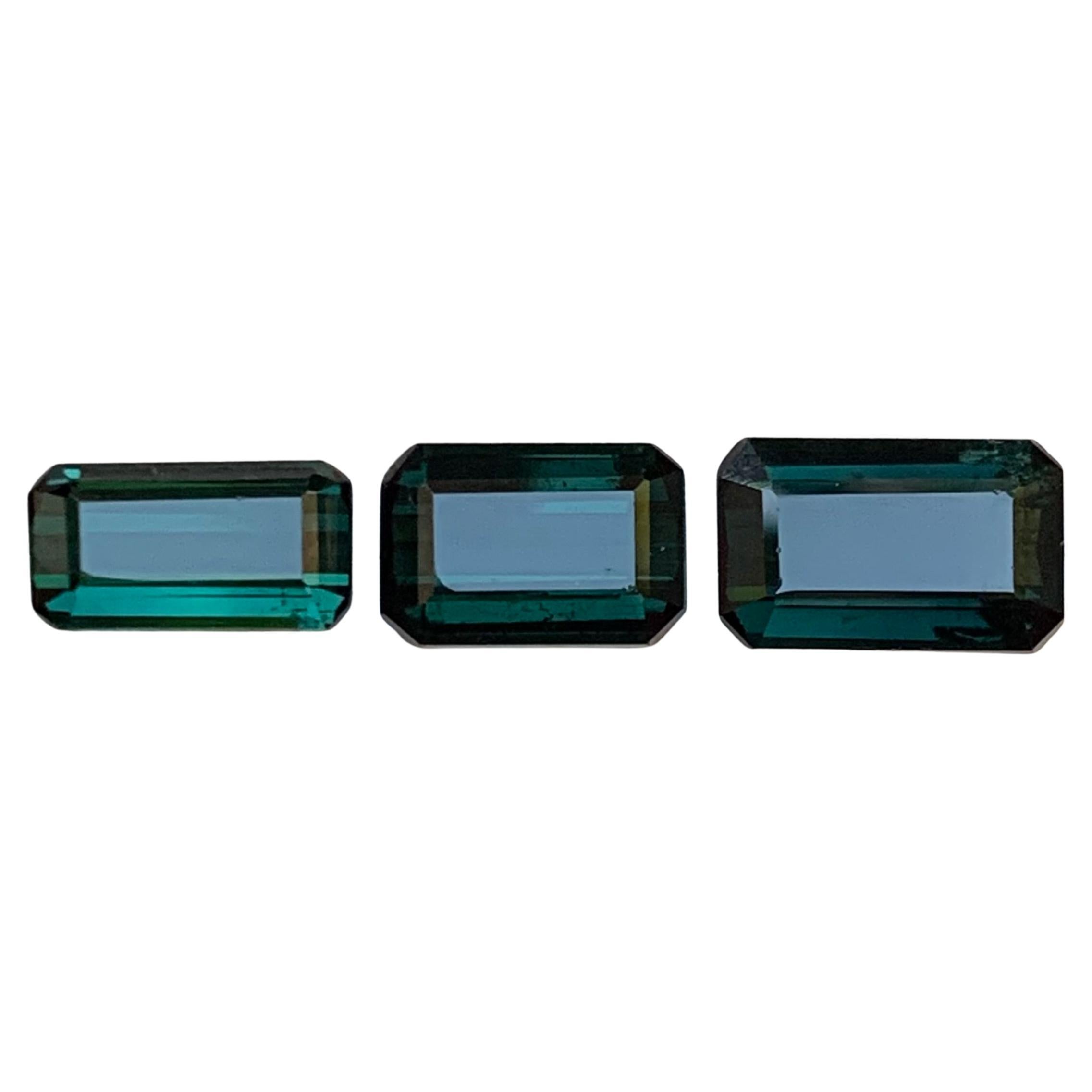 Dunkelblaugrüner Turmalin 5.91 Ct Smaragdschliff Natürlicher loser Edelstein-Schmuck