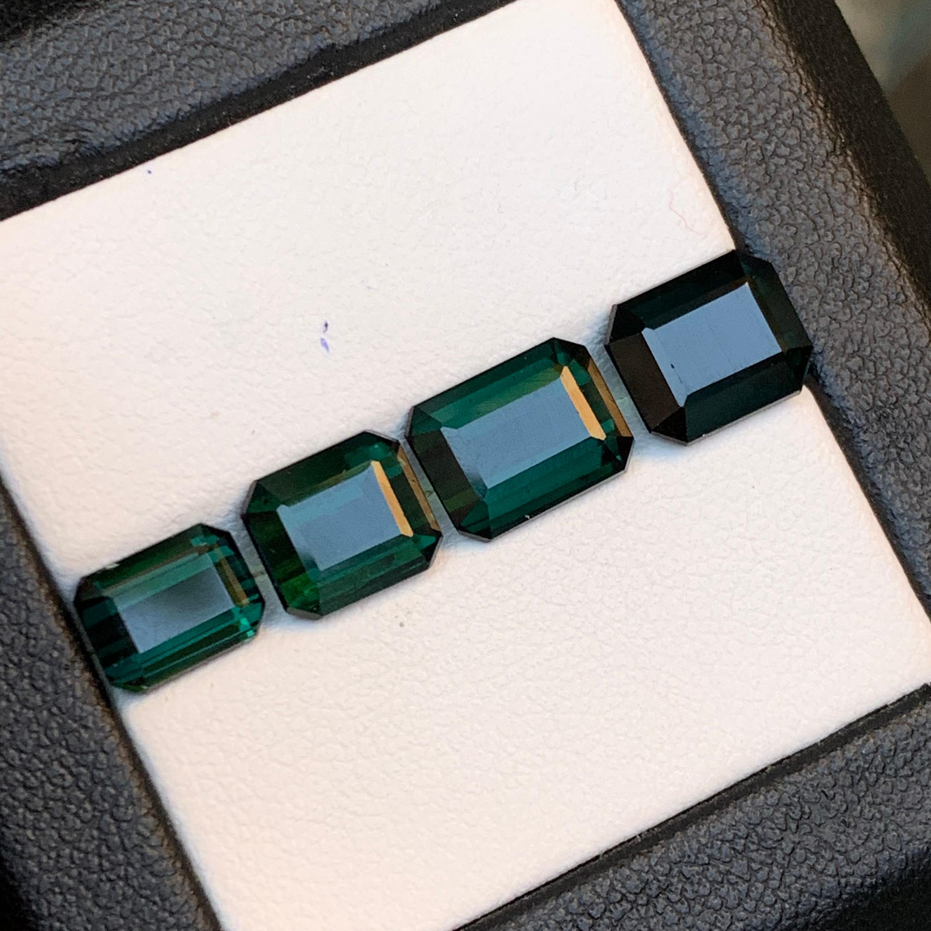 Dunkler bläulicher Farbton Grüner Turmalin 9.36 Ct Smaragdschliff Natürliche Lose Edelsteine im Angebot 5