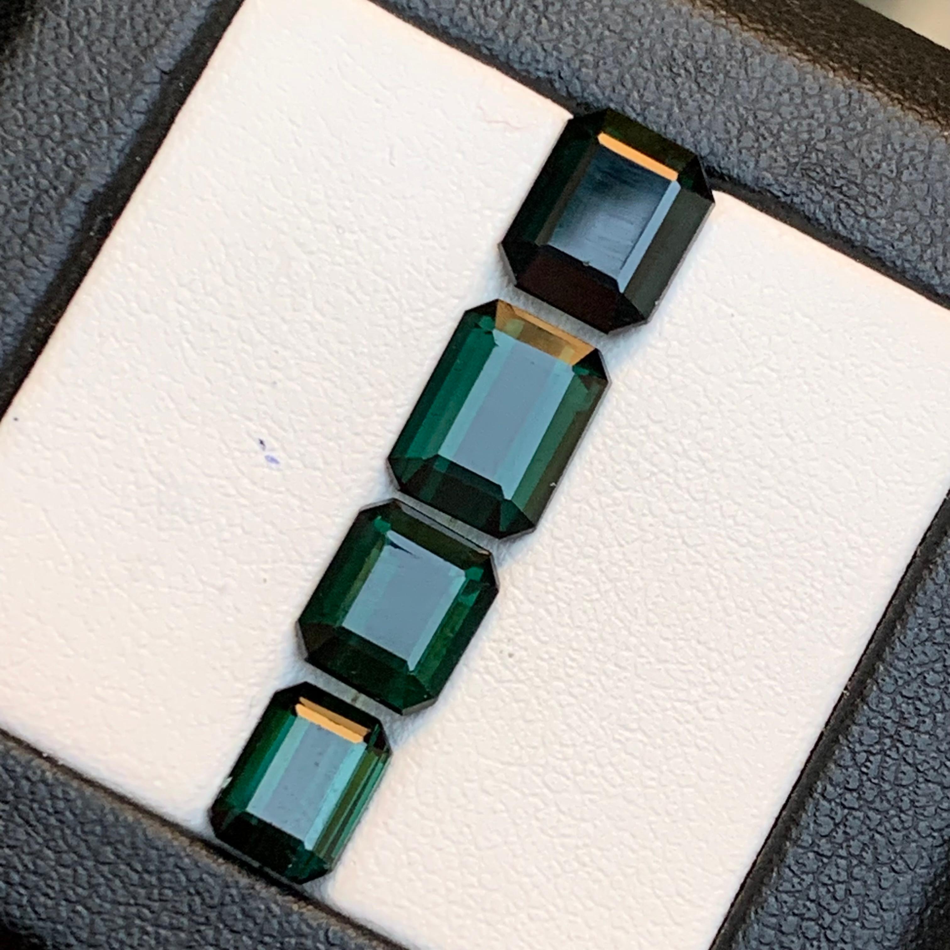 Dunkler bläulicher Farbton Grüner Turmalin 9.36 Ct Smaragdschliff Natürliche Lose Edelsteine im Angebot 4