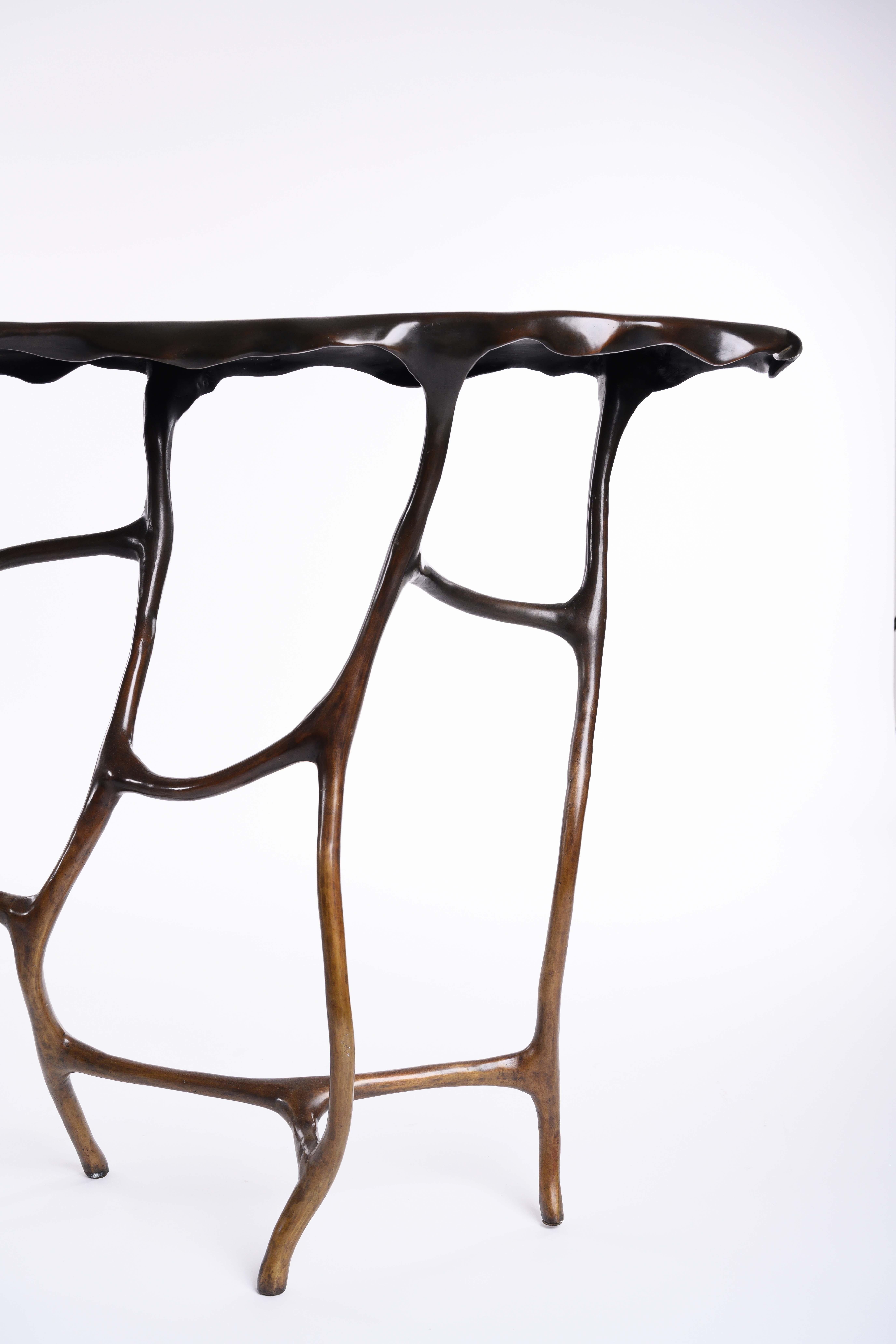 Bronze Table console Dali en finition ombrée par Elan Atelier (sur commande)