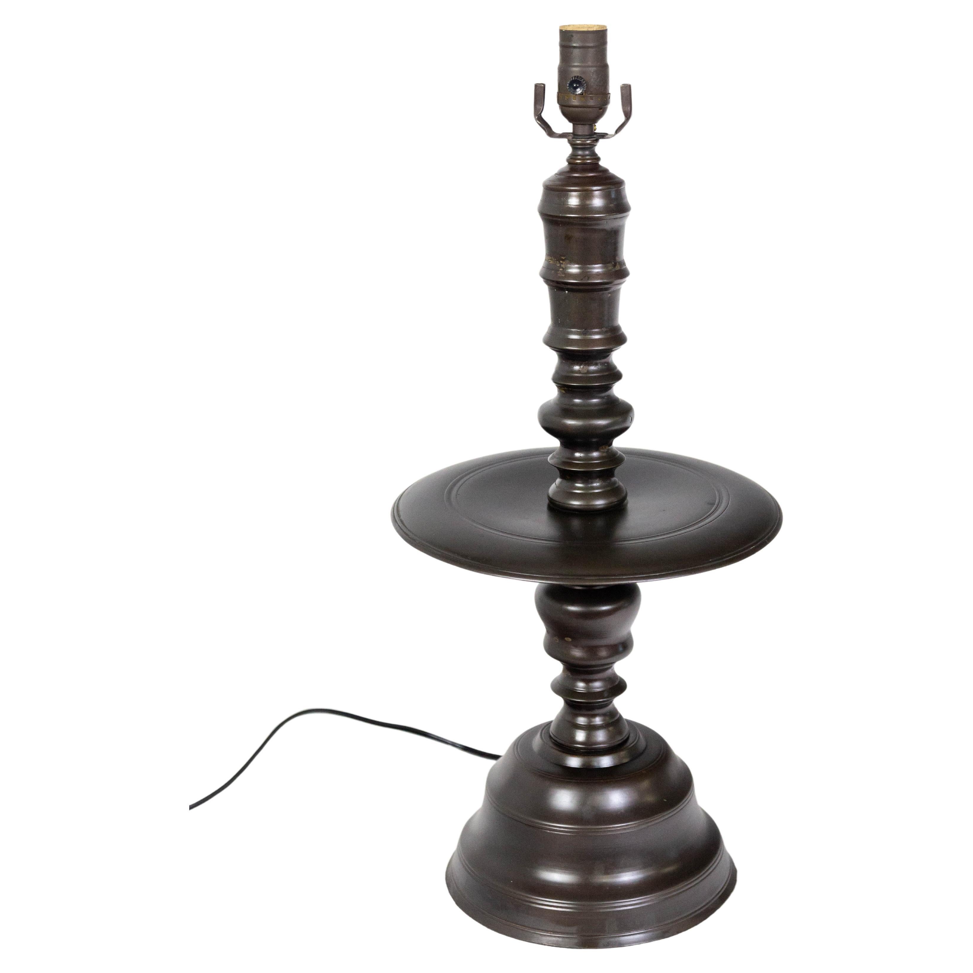 Dark Bronze Dutch Turned Table Lamp (24") For Sale