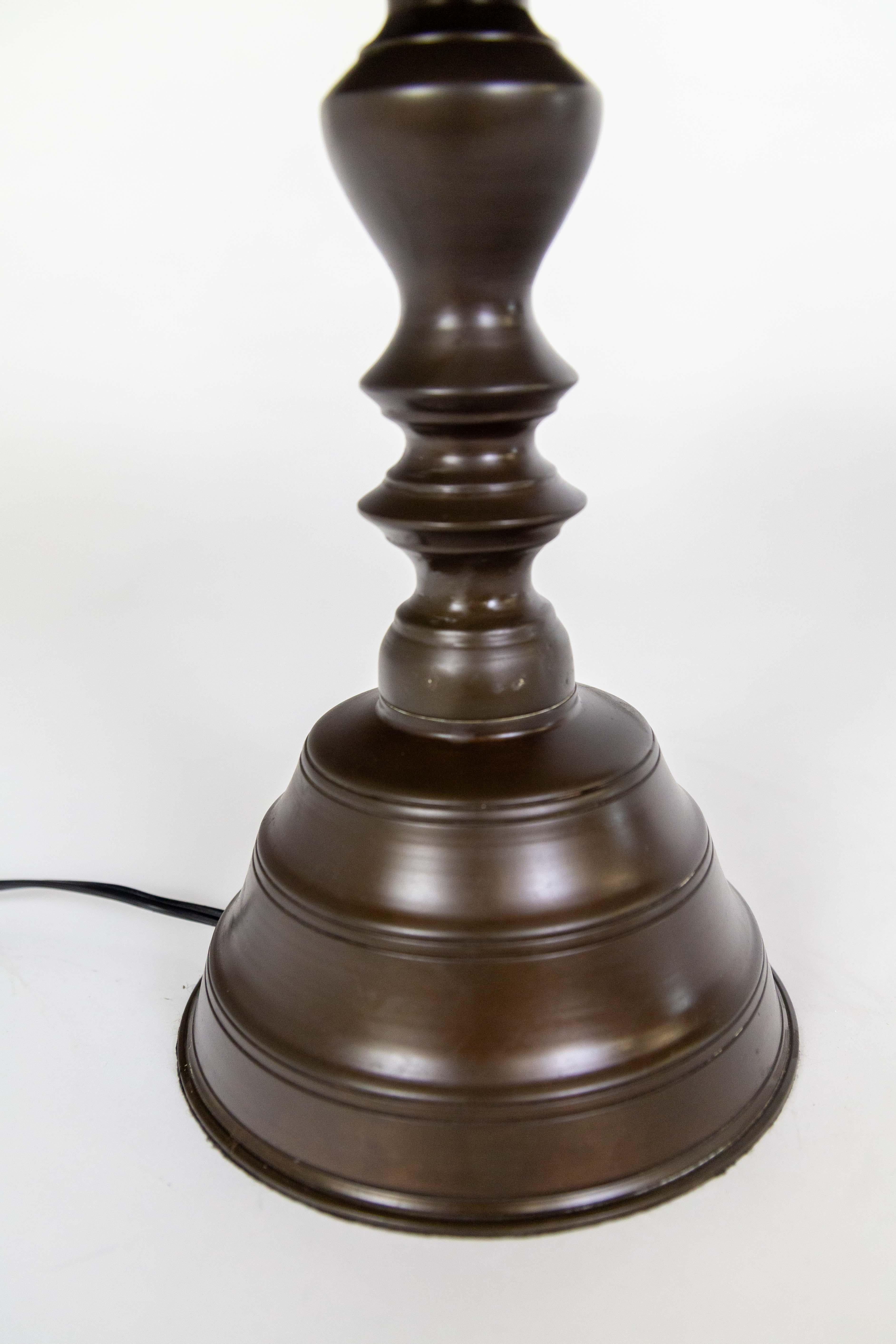 Early 20th Century Dark Bronze Dutch Turned Table Lamps (28