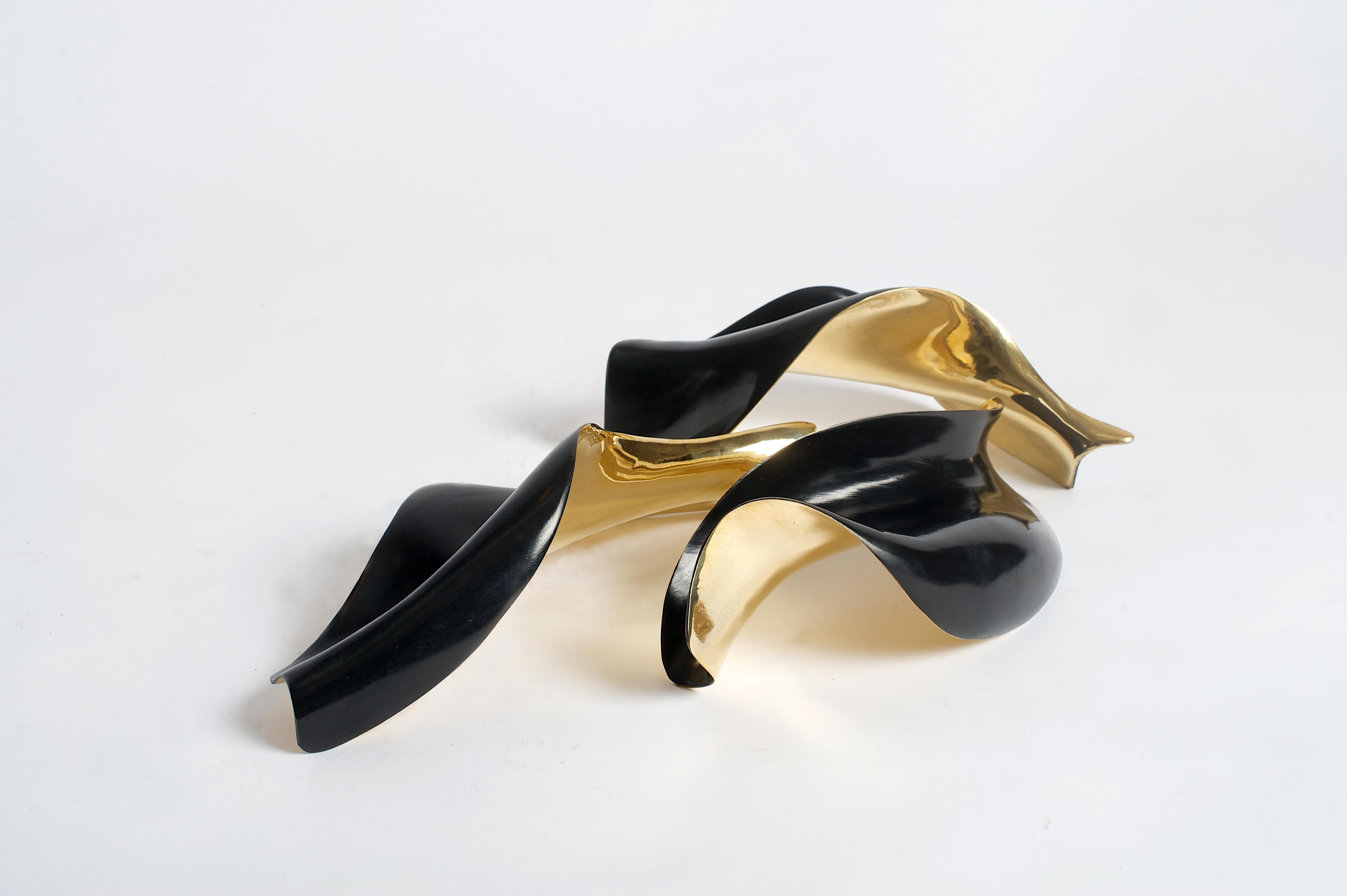 Modern Black & Gold Bronze Folio Flower Stand/Sculpture by Elan Atelier (In Stock) For Sale