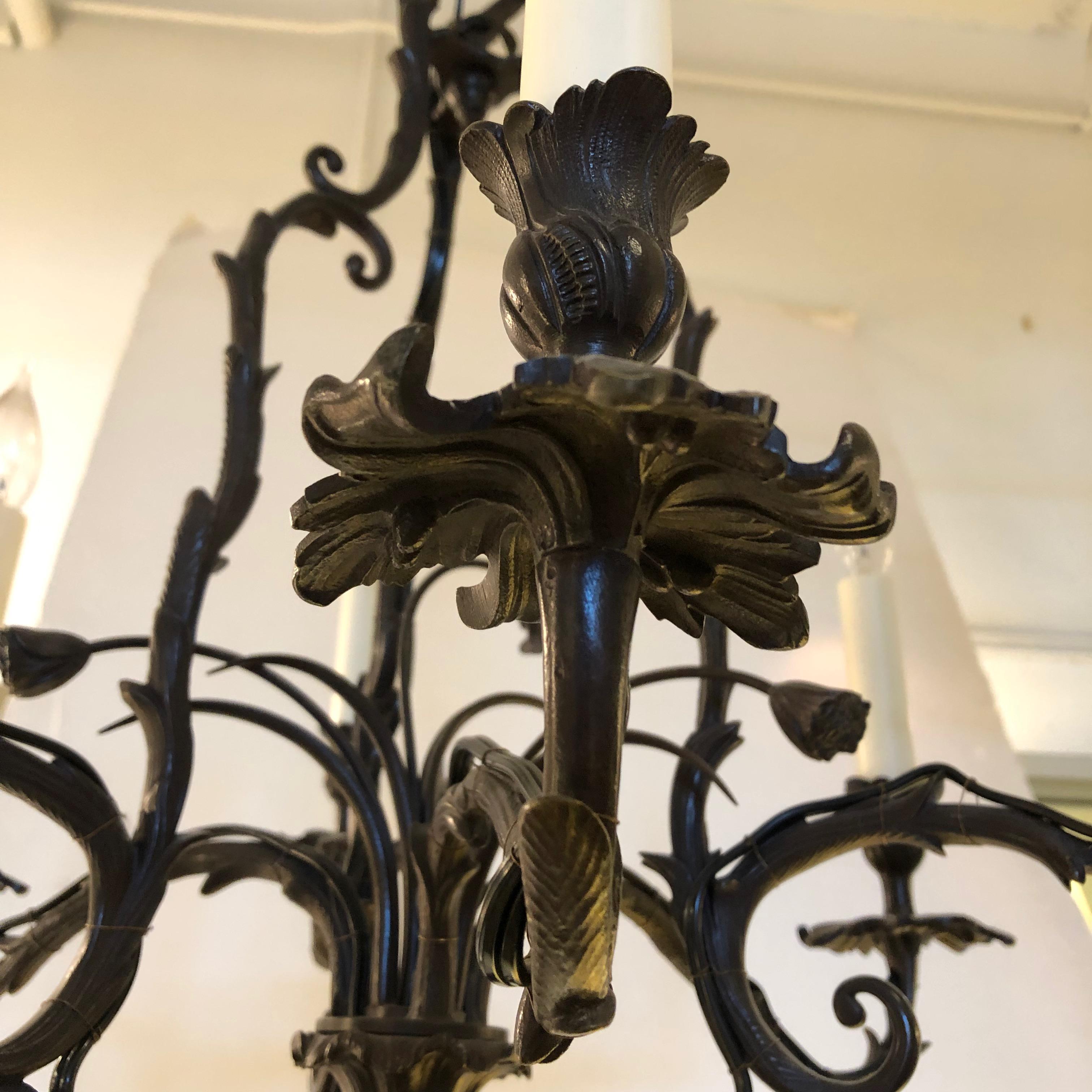 Contemporary Dark Bronze Louis XV Chandelier For Sale