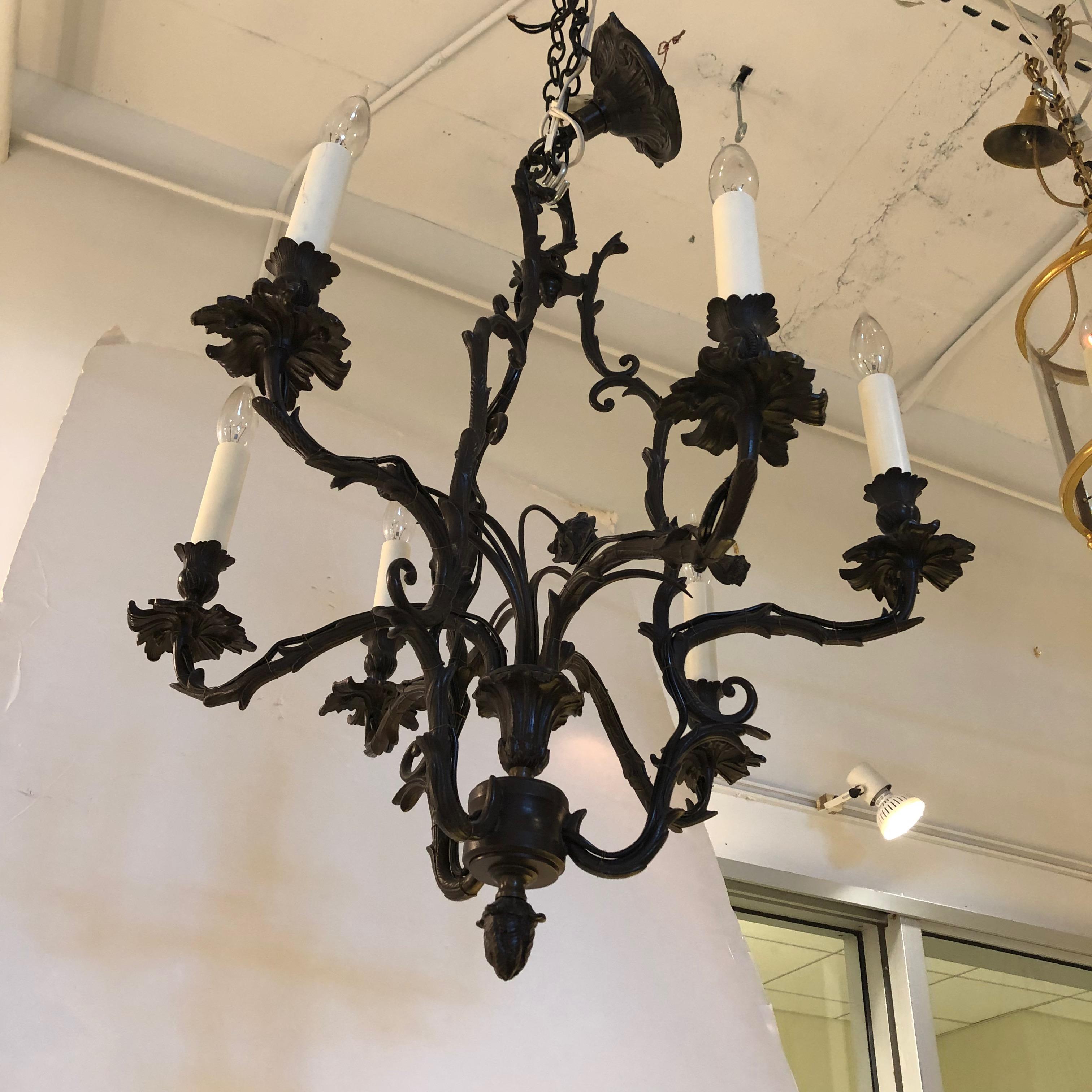 Dark Bronze Louis XV Chandelier For Sale 4