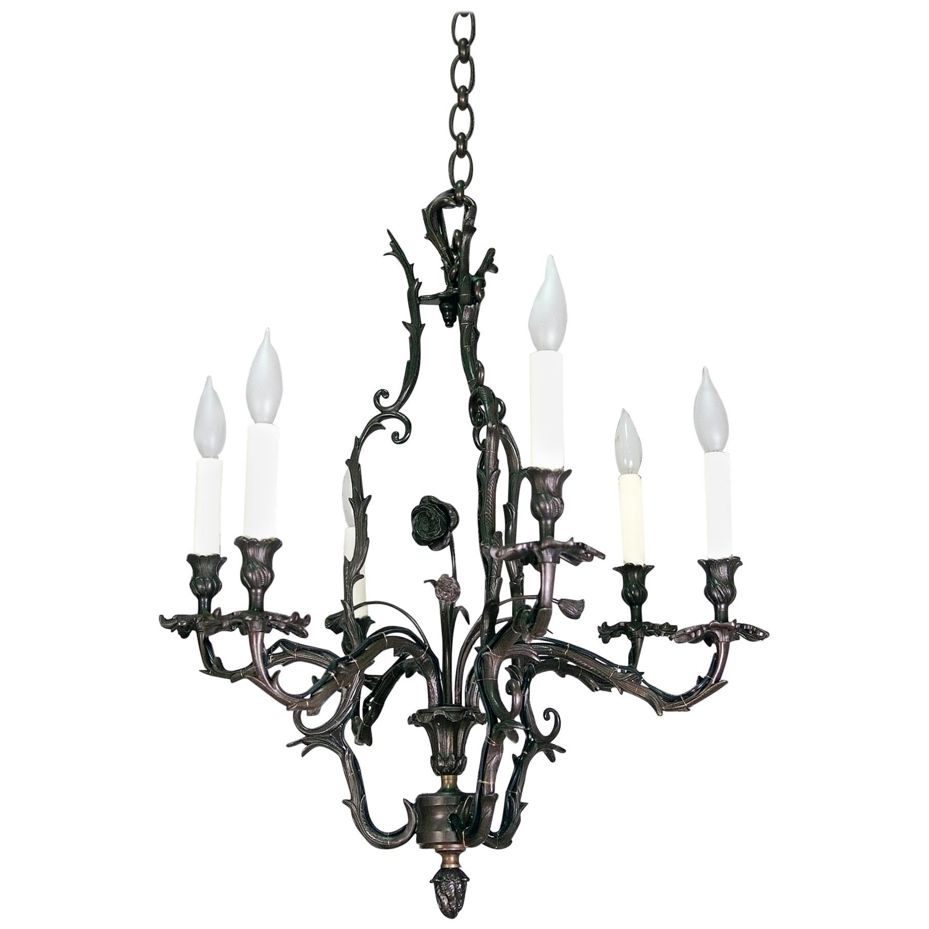 Dark Bronze Louis XV Chandelier For Sale