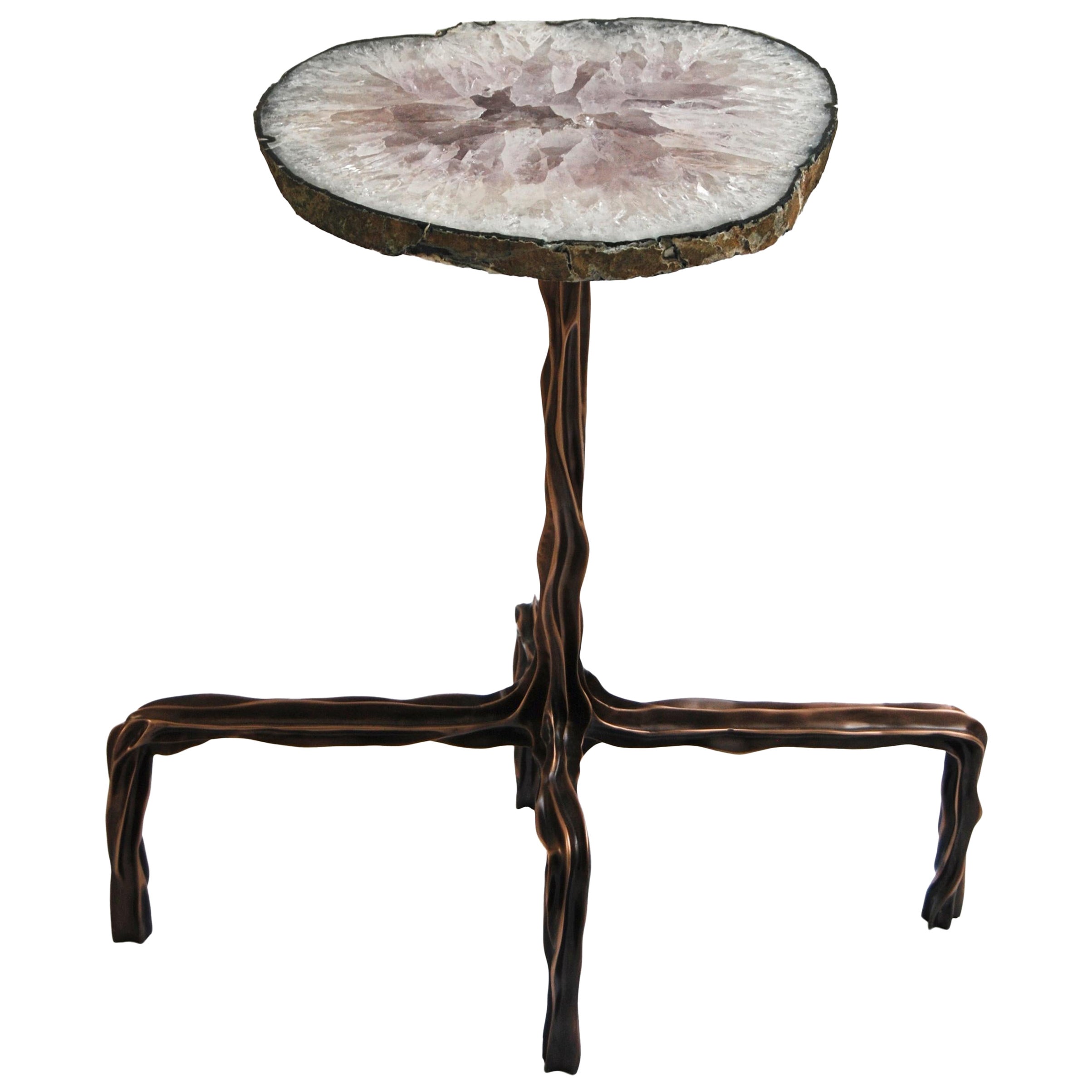 Tavolino in bronzo scuro con piano Agatha di FAKASAKA Design in vendita