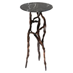 Dark Bronze Side Table with Marquina Marble Top by FAKASAKA Design