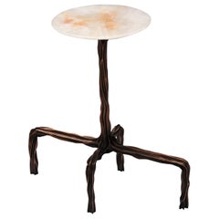 Dark Bronze Side Table with Onyx Top by FAKASAKA Design