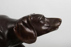 Dark Bronze Stretching Labrador Retriever / Hound Dog Sculpture After Moreau