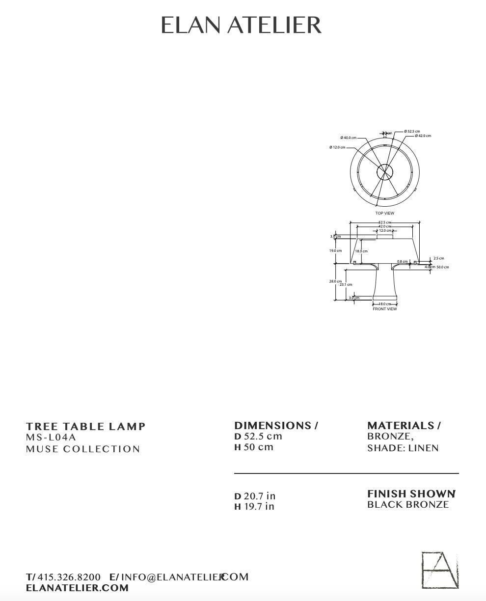 Contemporary Dark Bronze Tree Table Lamp by Elan Atelier (made to order) For Sale