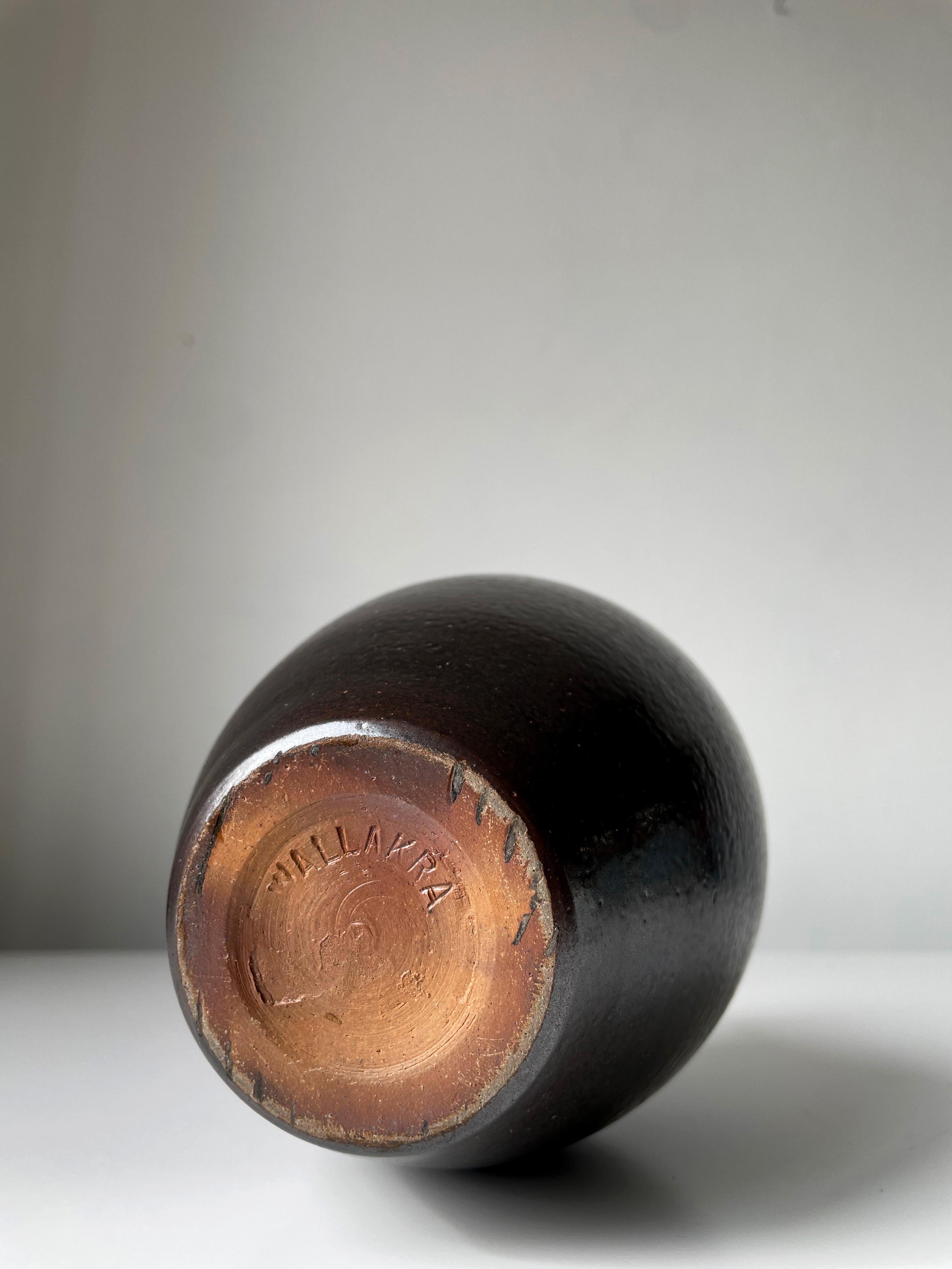 Andersson for Wallåkra 1950s Blackish Brown Ceramic Vase For Sale 1