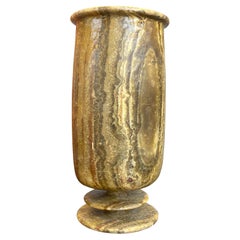 Dark Brown And Cream Large Alabaster Vase, Egypt, Contemporary