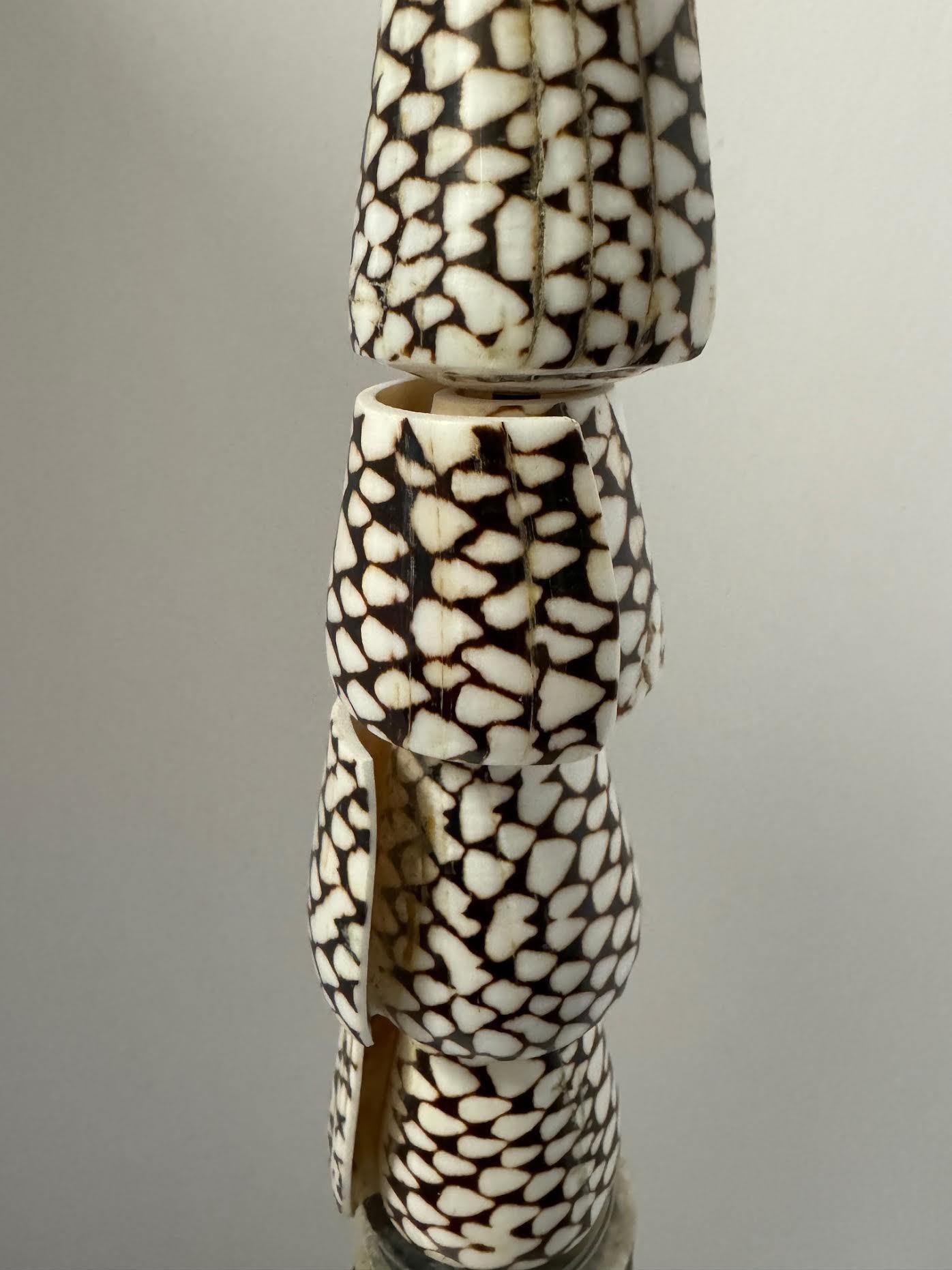 Dark Brown And Cream Stack of Polished Shells Sculpture, Indonesia, Contemporary For Sale 1