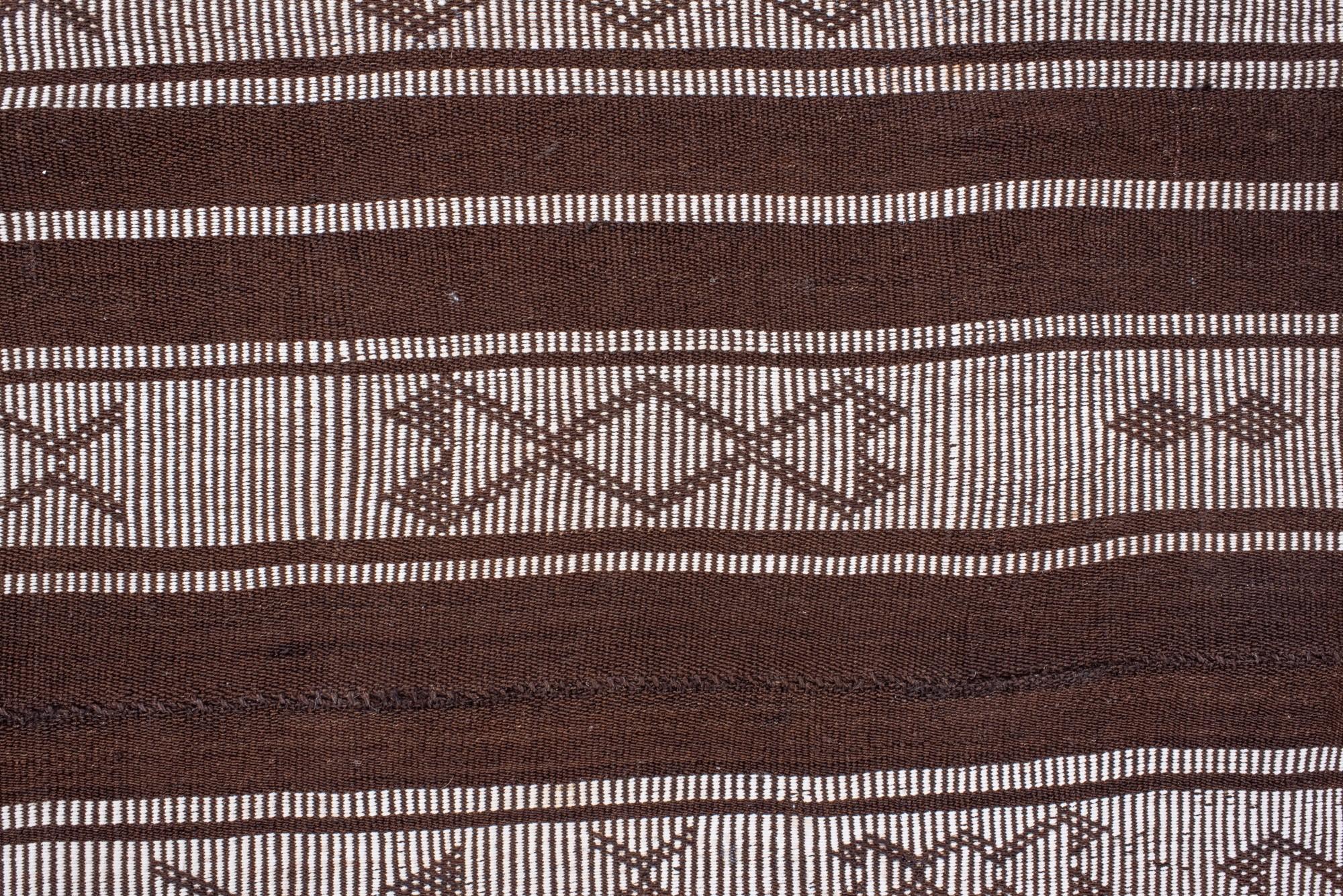 Turkish Dark Brown and Off White Vintage Kilim For Sale