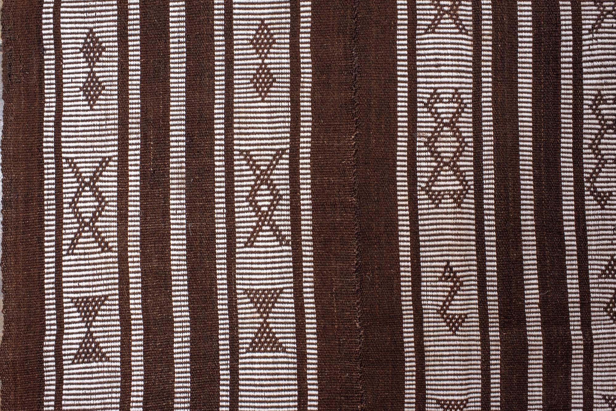 Hand-Knotted Dark Brown and Off White Vintage Kilim For Sale