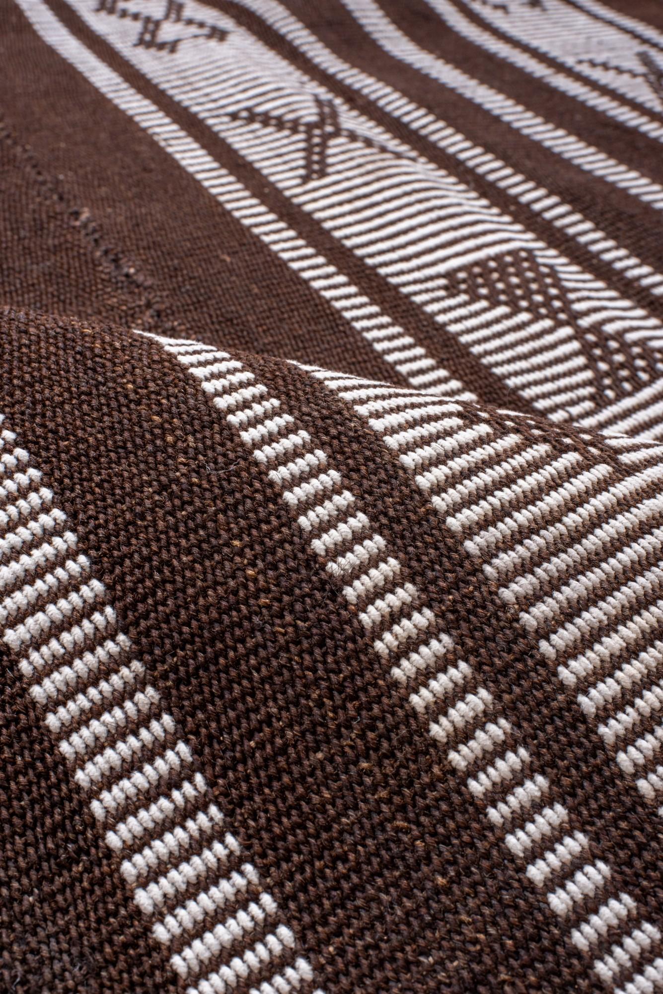 20th Century Dark Brown and Off White Vintage Kilim For Sale