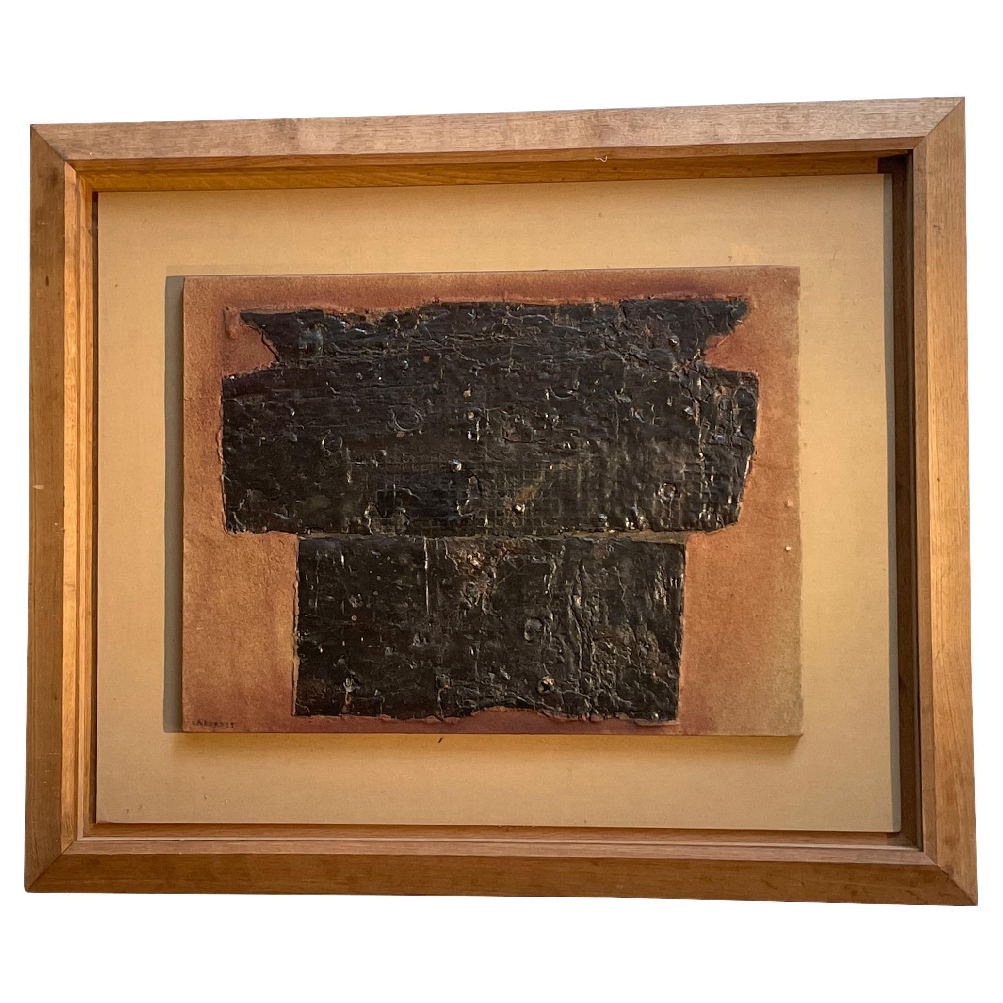 Dark Brown And Terracotta Color Abstract Painting By Largrest, France, 1980s For Sale