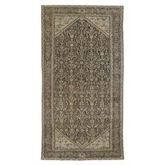 Dunkelbrauner antiker persischer Mahal-Teppich
