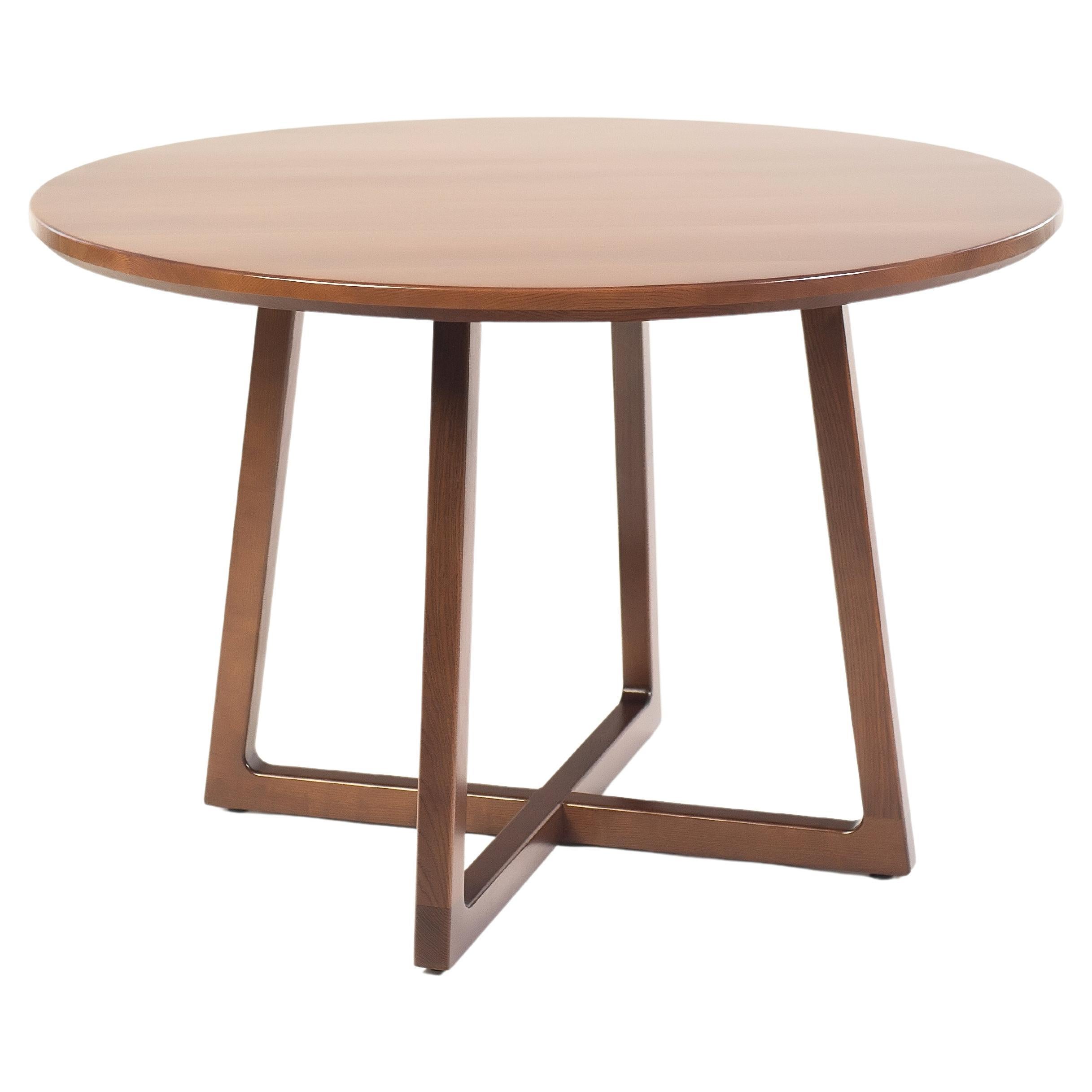 Dark Brown Ash Solid Wood Round Dining Table For Sale