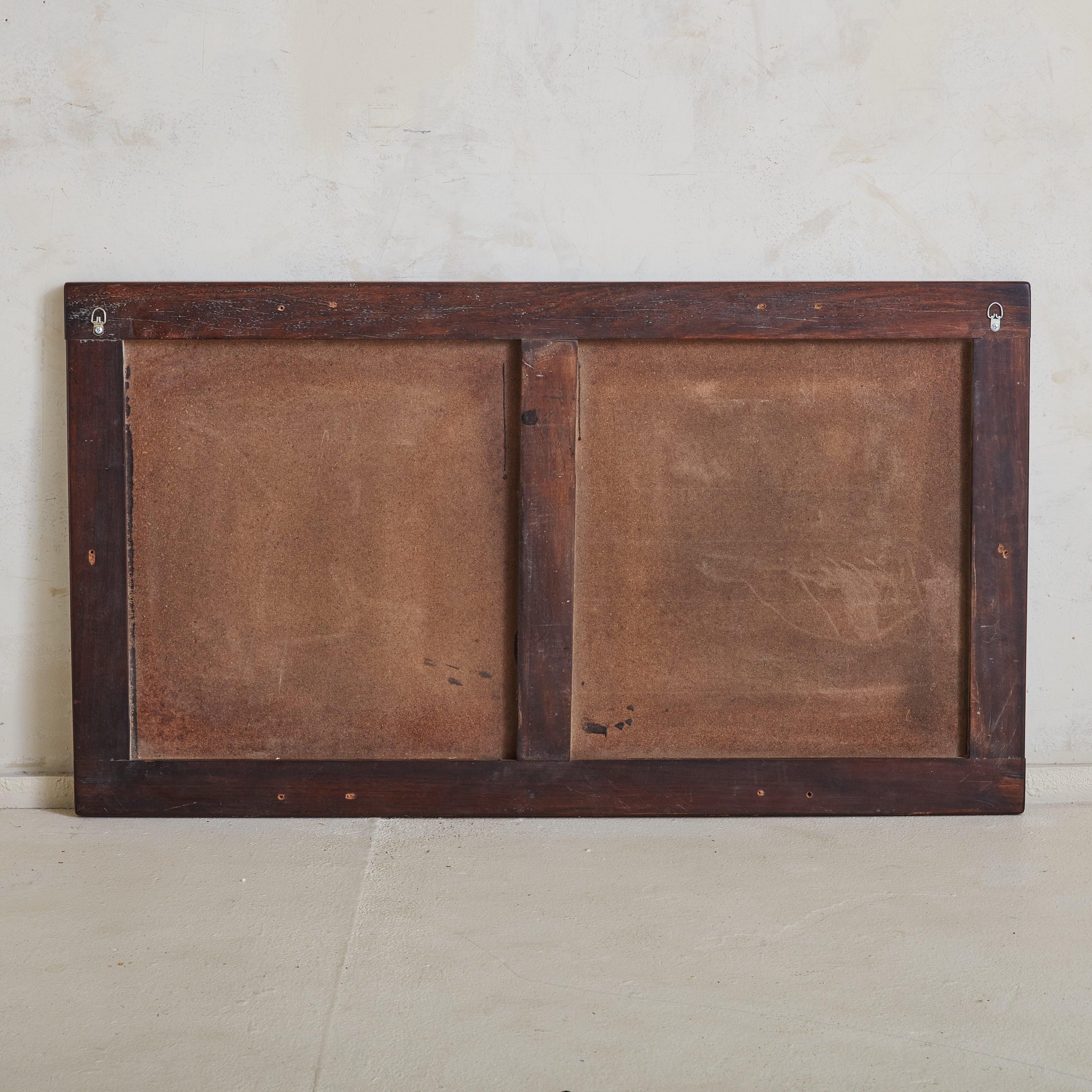 Dark Brown Ceramic Tile Wall Sculpture with Wood Frame by Jean D'asti, France For Sale 4