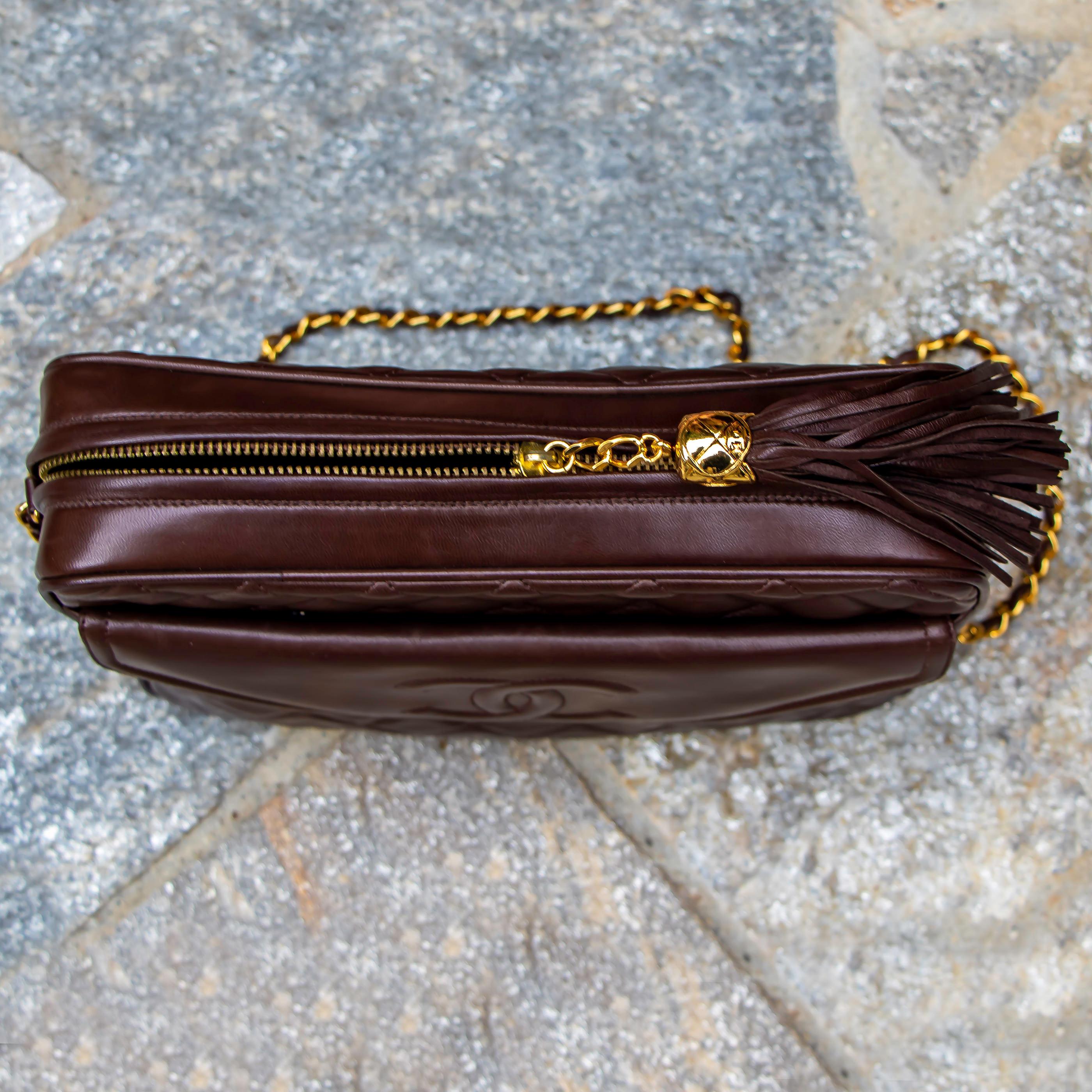 Dark Brown Chanel Leather Crossbody Bag 3