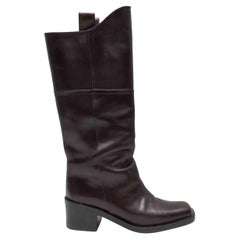 Dark Brown Chanel Square-Toe Knee-High Boots Size 37