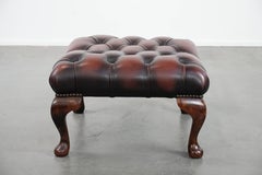 Dunkelbrauner Chesterfield-Ottoman aus Rindsleder