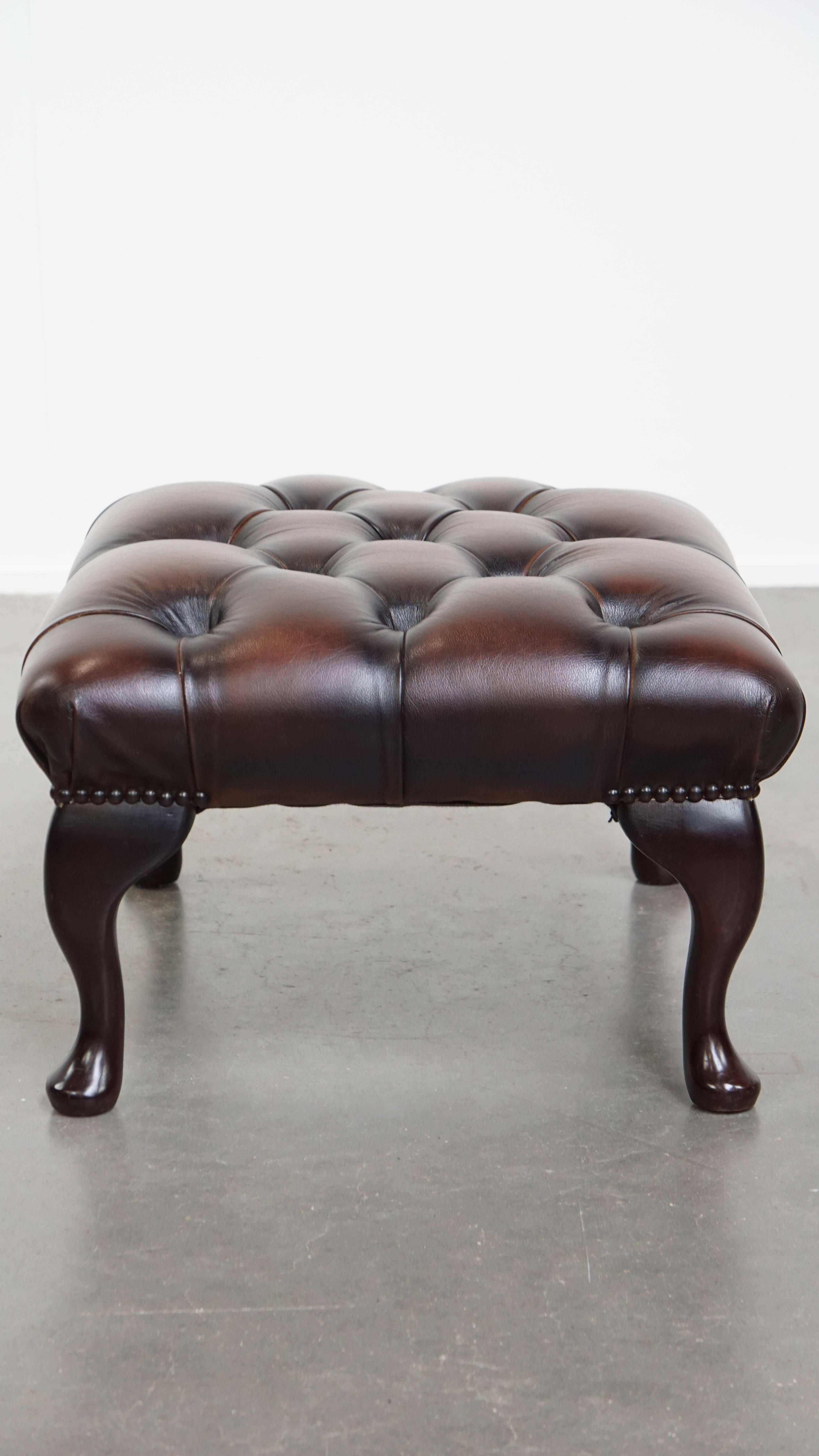 Dunkelbrauner Chesterfield-Ottoman aus Rindsleder im Zustand „Gut“ im Angebot in Harderwijk, NL