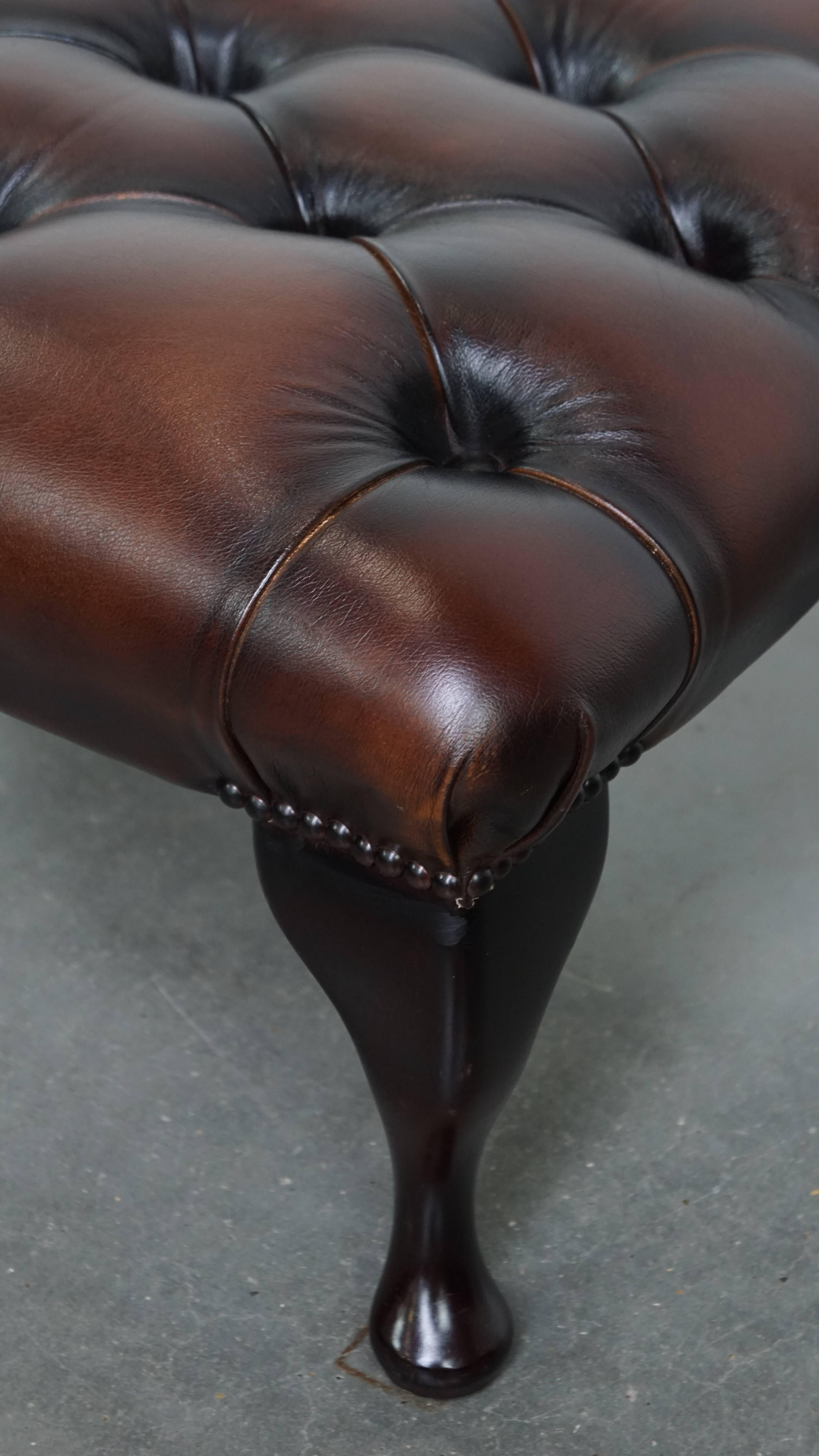 Dunkelbrauner Chesterfield-Ottoman aus Rindsleder im Angebot 2