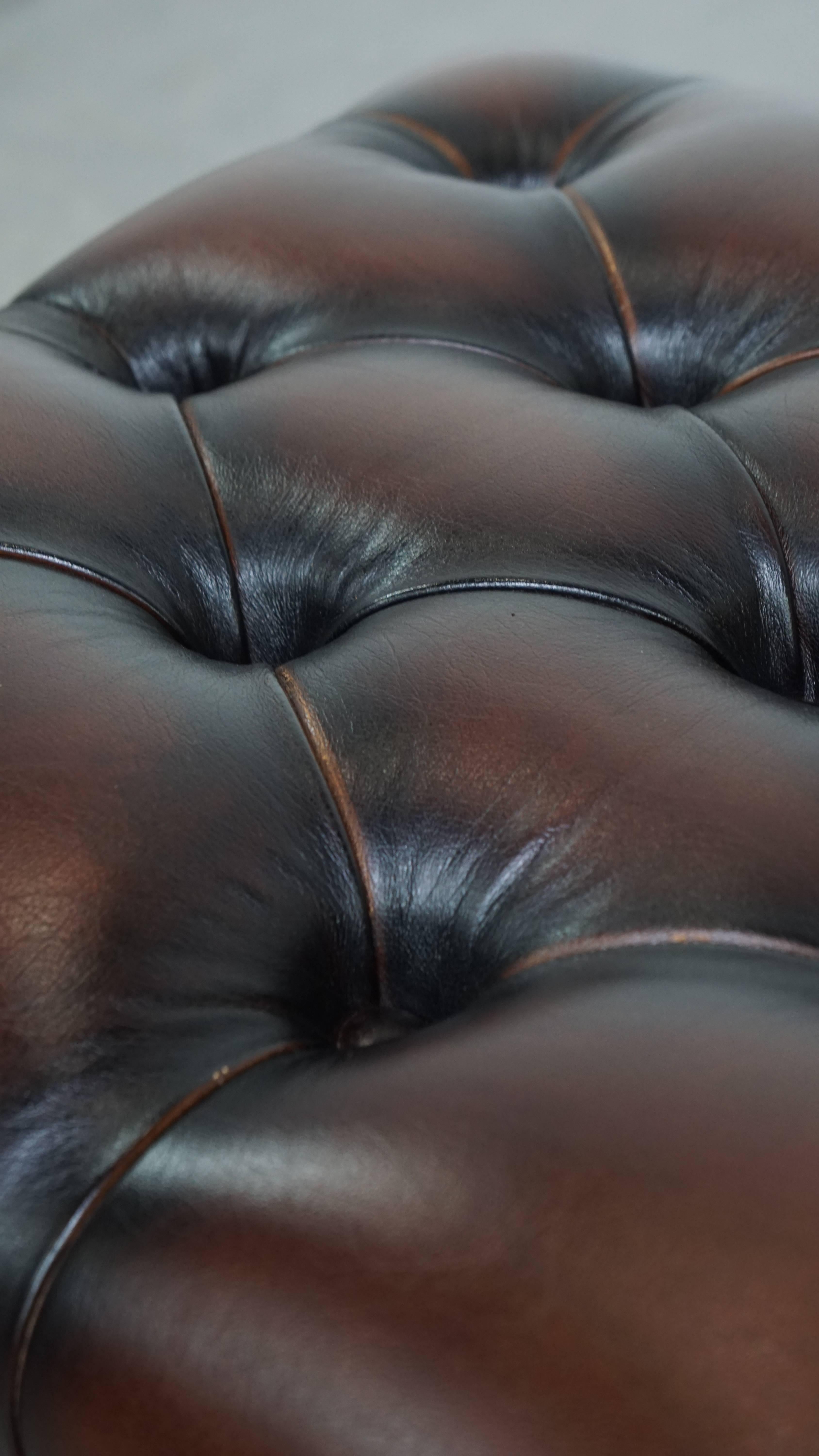 Dunkelbrauner Chesterfield-Ottoman aus Rindsleder im Angebot 3