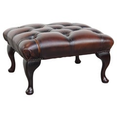 Dunkelbrauner Chesterfield-Ottoman aus Rindsleder