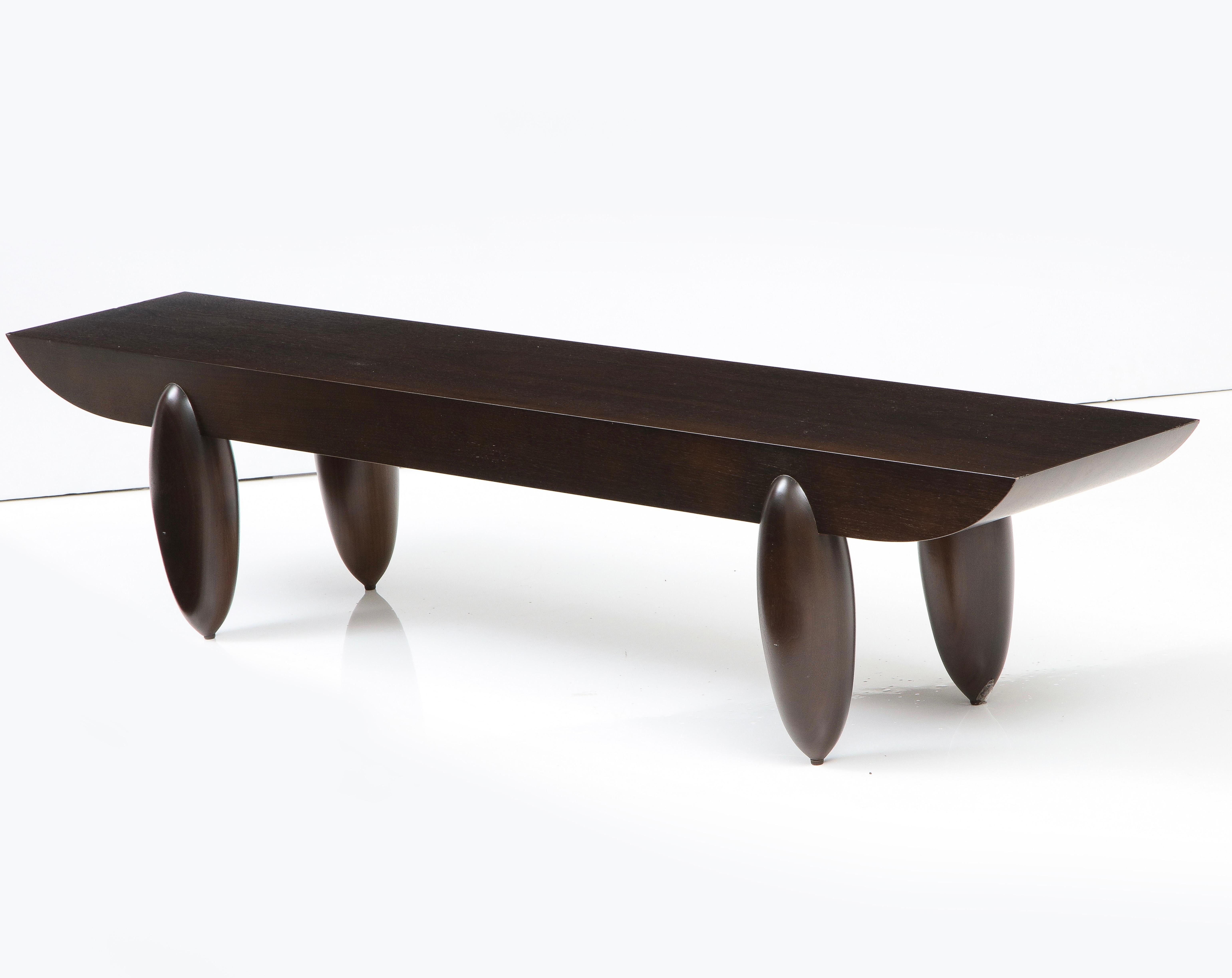 Wood Dark Brown Christian Liaigre Pirogue Bench for Holly Hunt, Pair Available