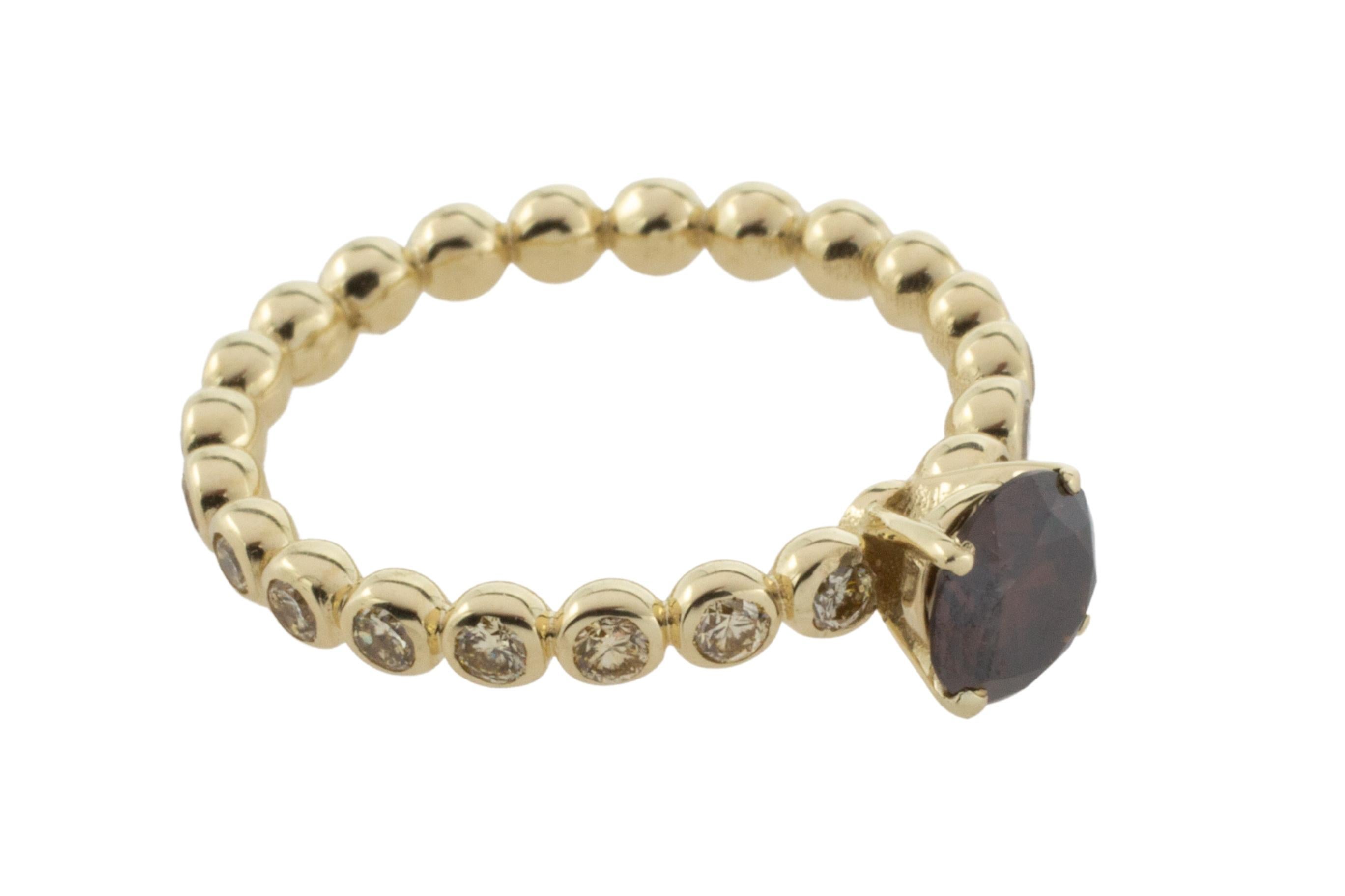 Women's Dark brown diamond ring with brilliant cuts in 14 carat gold For Sale